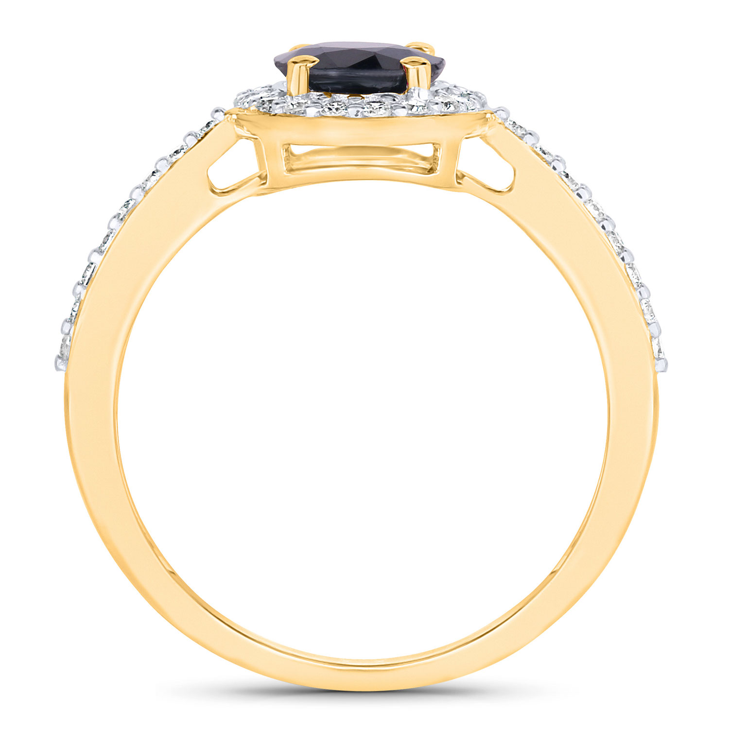 1.82 Carat Genuine Blue Sapphire and White Diamond 14K Yellow Gold Ring