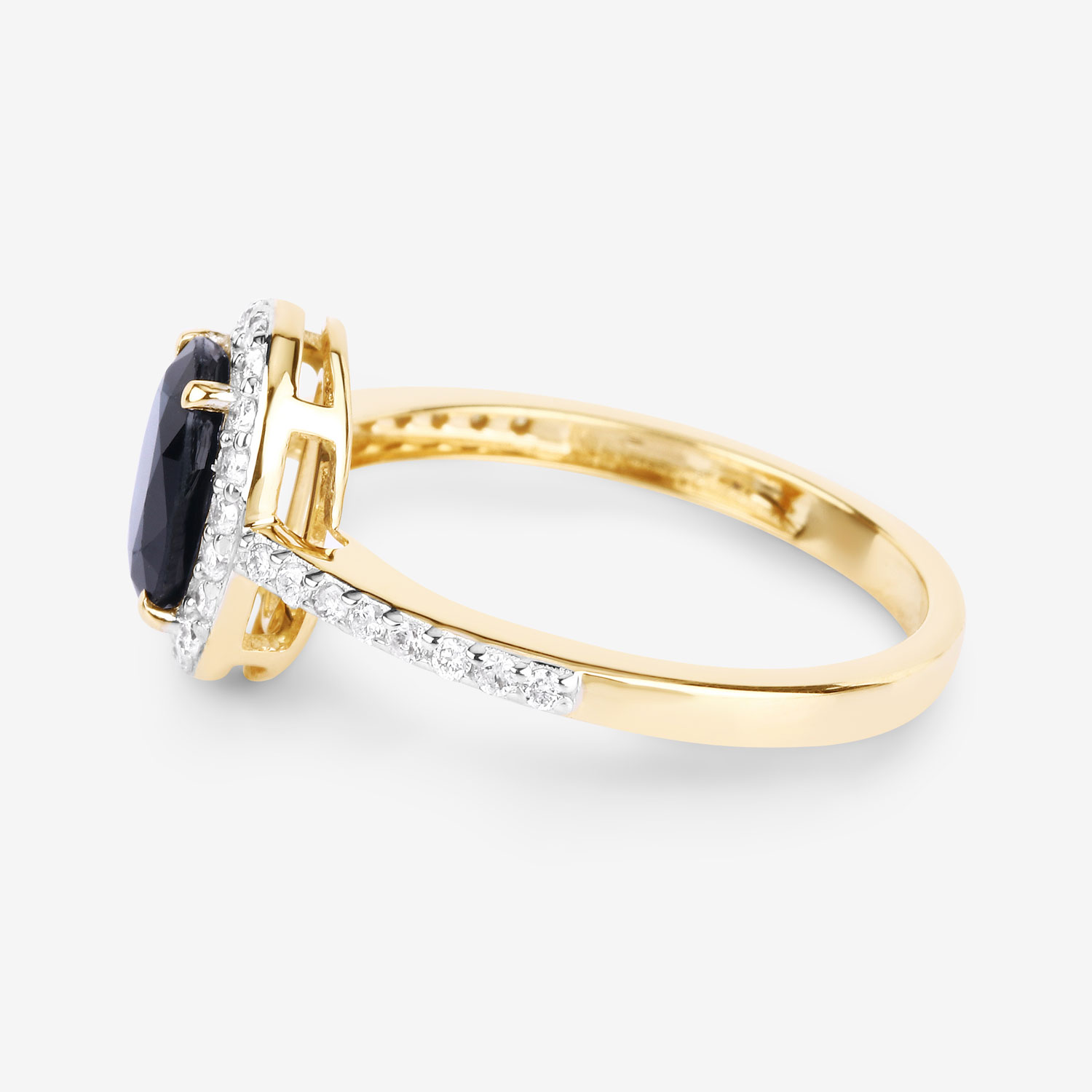 1.82 Carat Genuine Blue Sapphire and White Diamond 14K Yellow Gold Ring