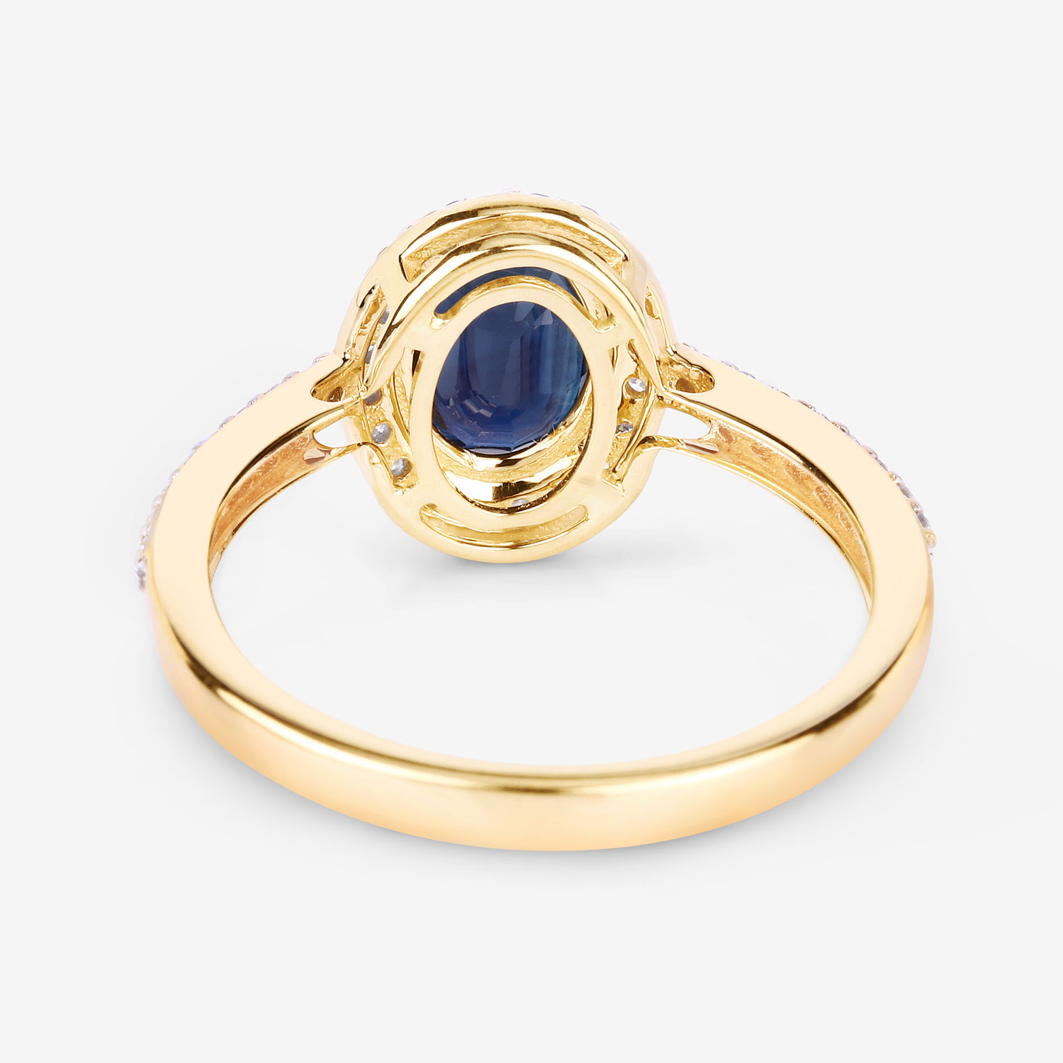 1.82 Carat Genuine Blue Sapphire and White Diamond 14K Yellow Gold Ring