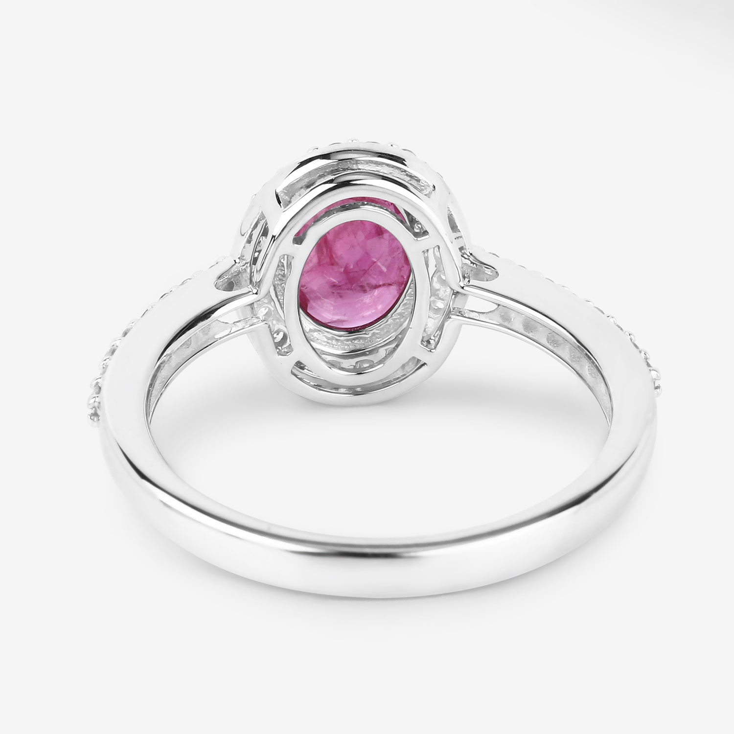 1.73 Carat Genuine Ruby and White Diamond 14K White Gold Ring