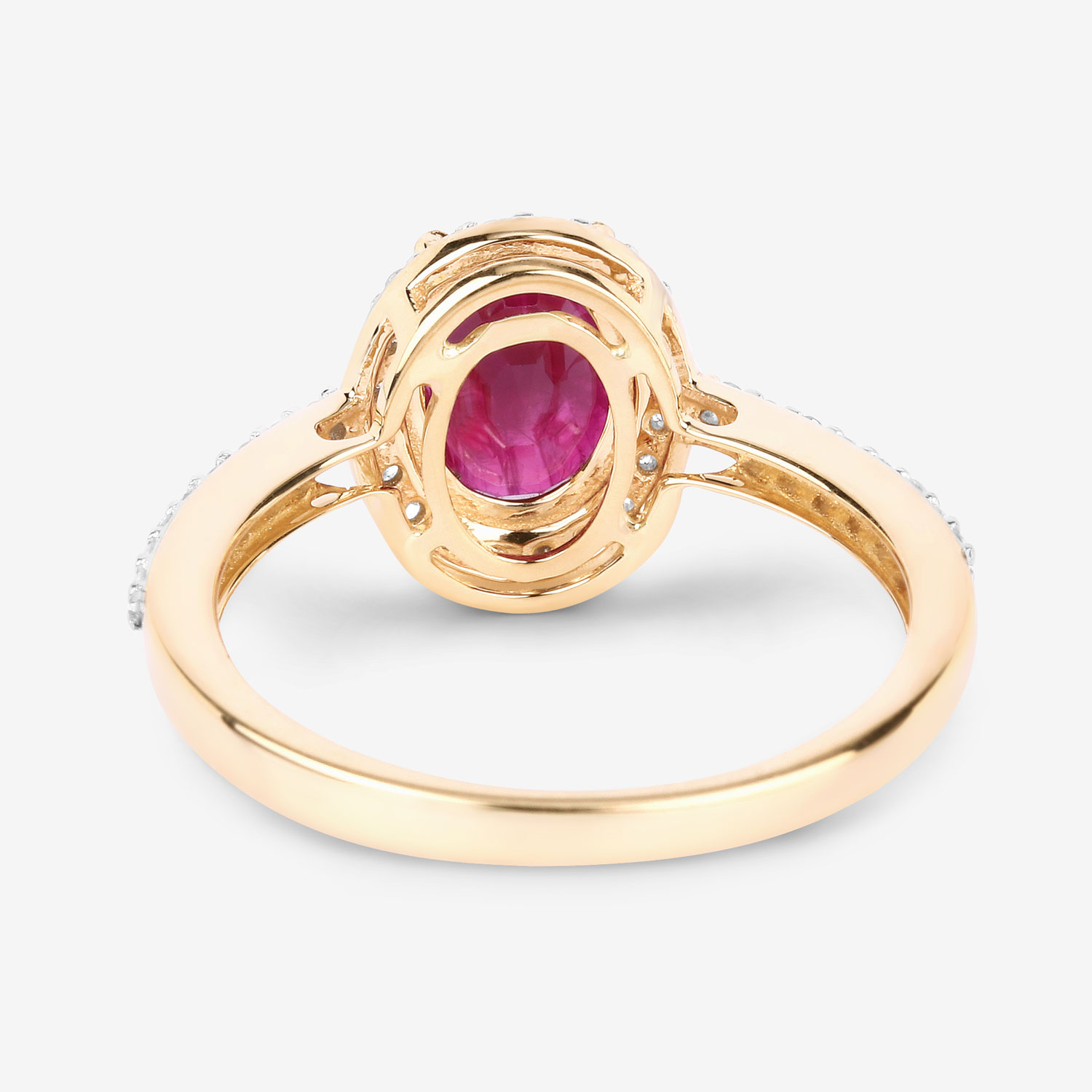 1.73 Carat Genuine Ruby and White Diamond 14K Yellow Gold Ring