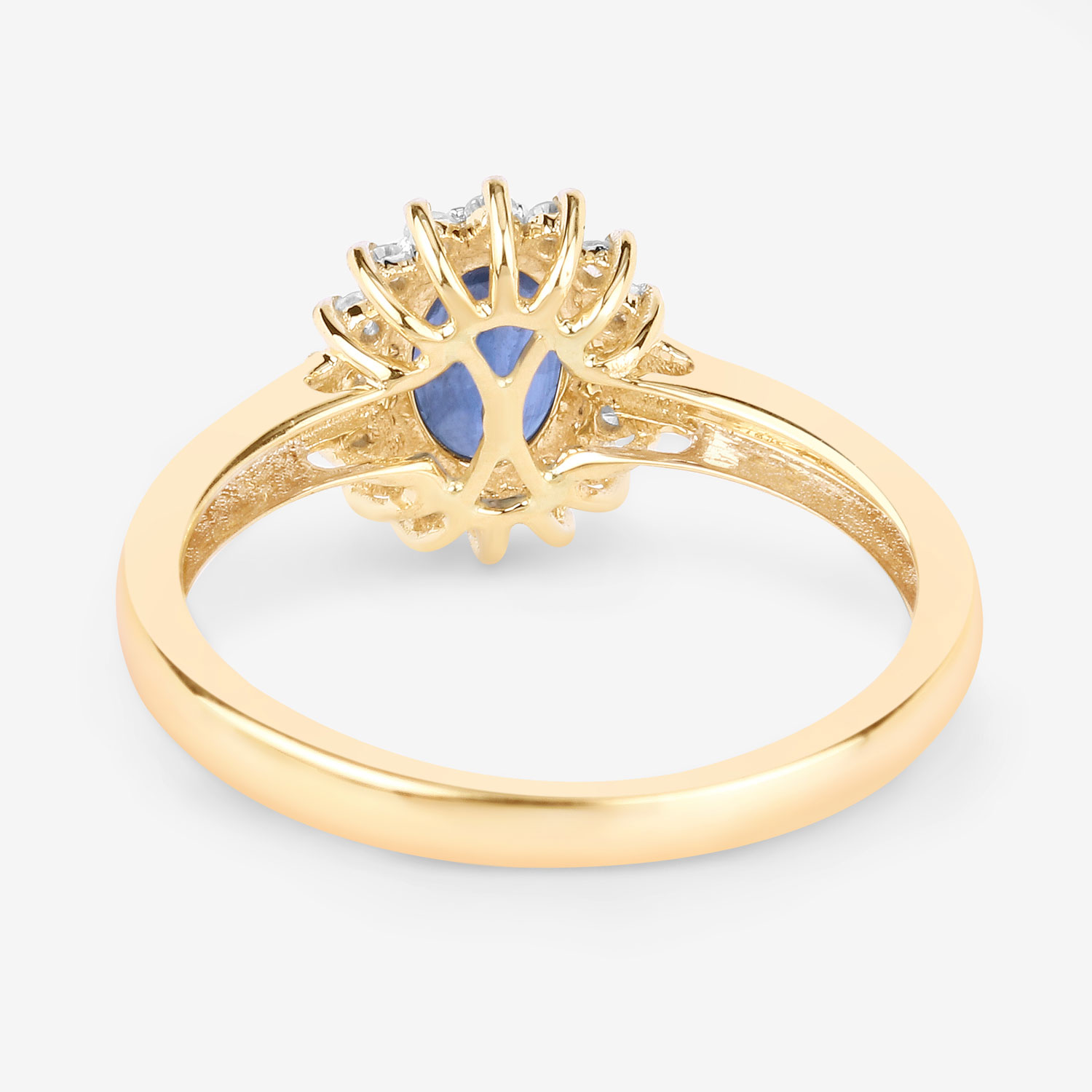 1.11 Carat Genuine Blue Sapphire and White Diamond 10K Yellow Gold Ring