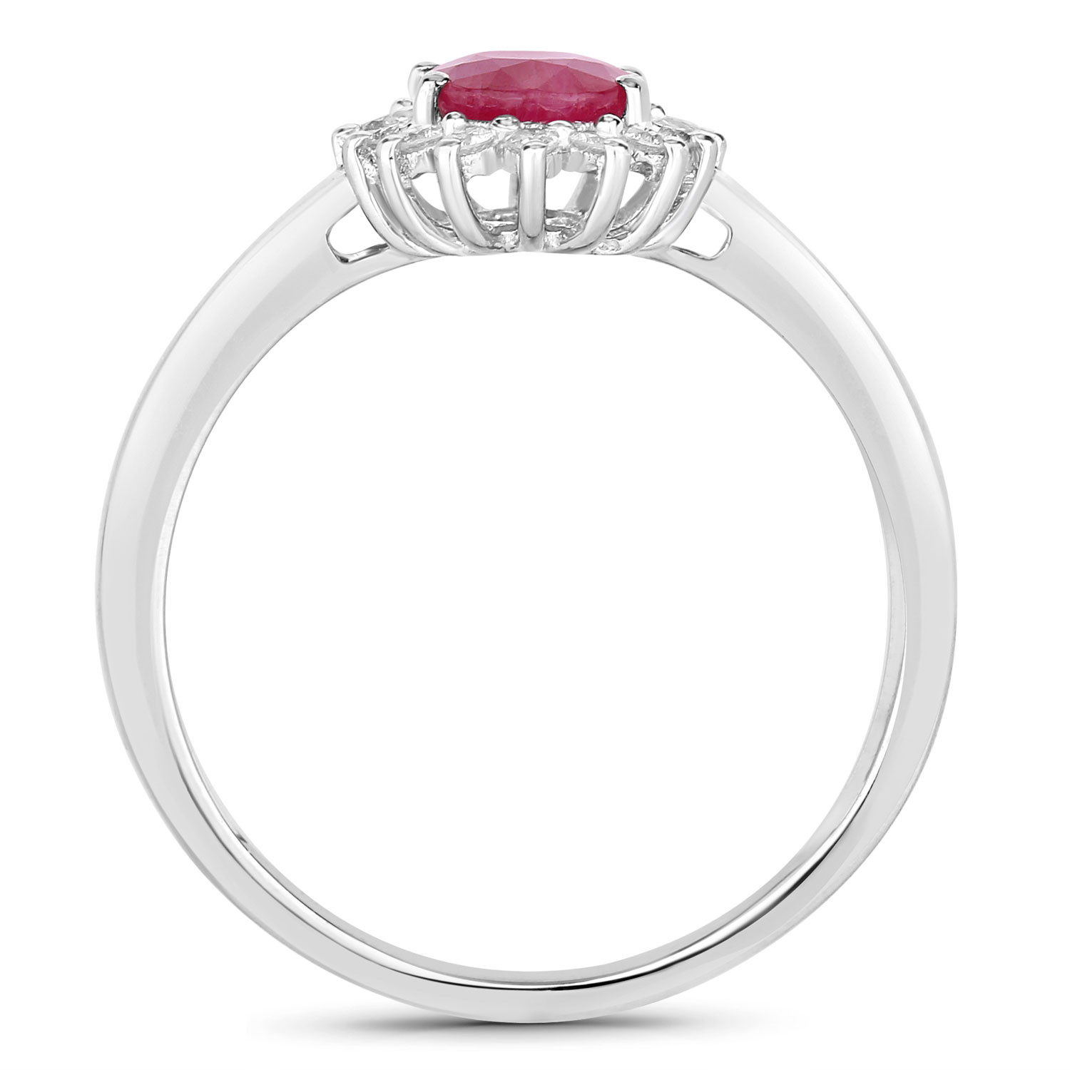 1.01 Carat Genuine Ruby and White Diamond 10K White Gold Ring