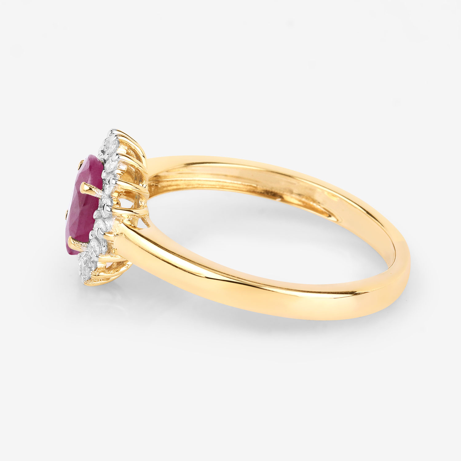 1.01 Carat Genuine Ruby and White Diamond 10K Yellow Gold Ring