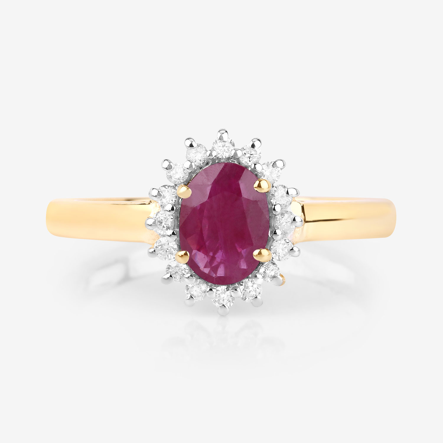1.01 Carat Genuine Ruby and White Diamond 10K Yellow Gold Ring