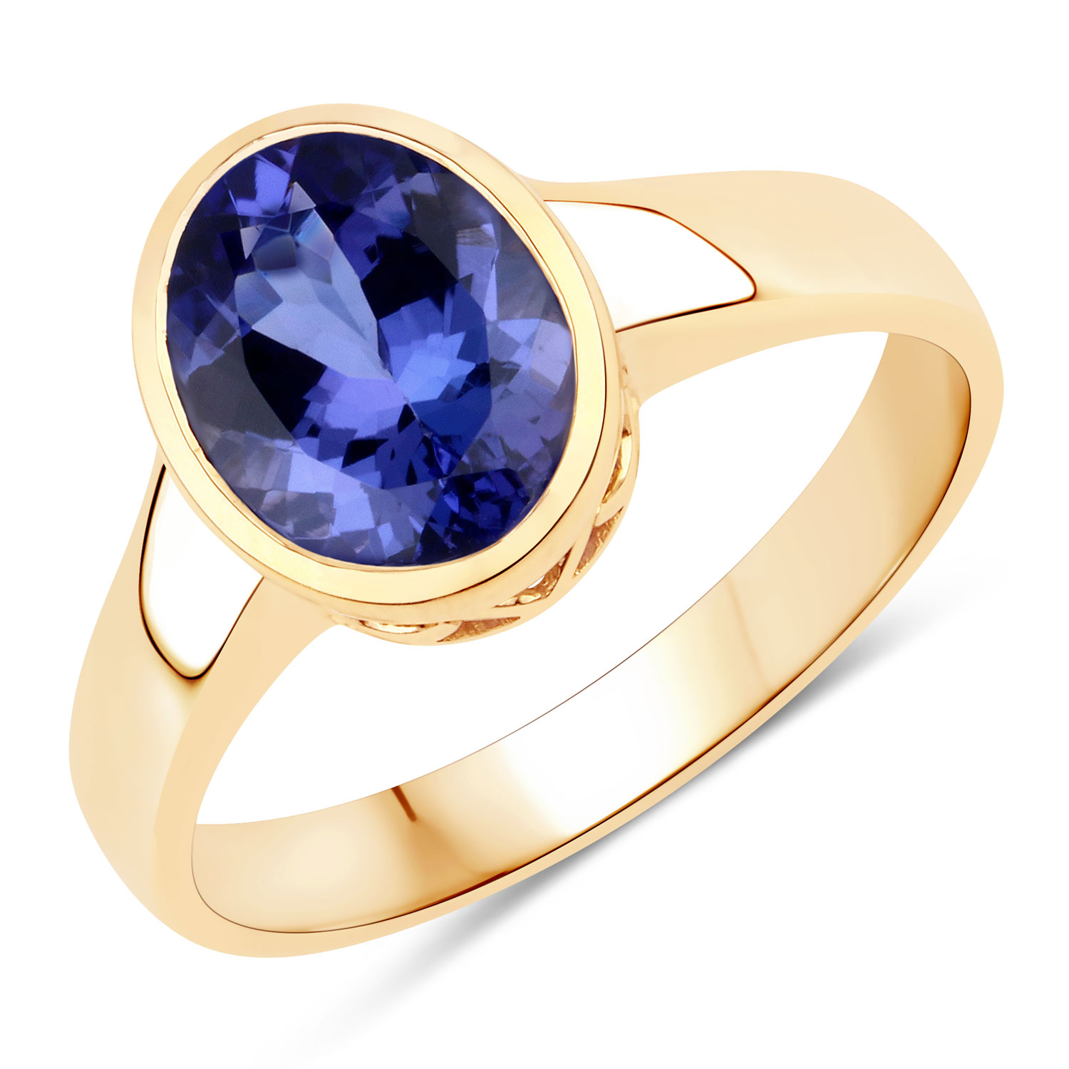 2.50 Carat Genuine Tanzanite 14K Yellow Gold Ring