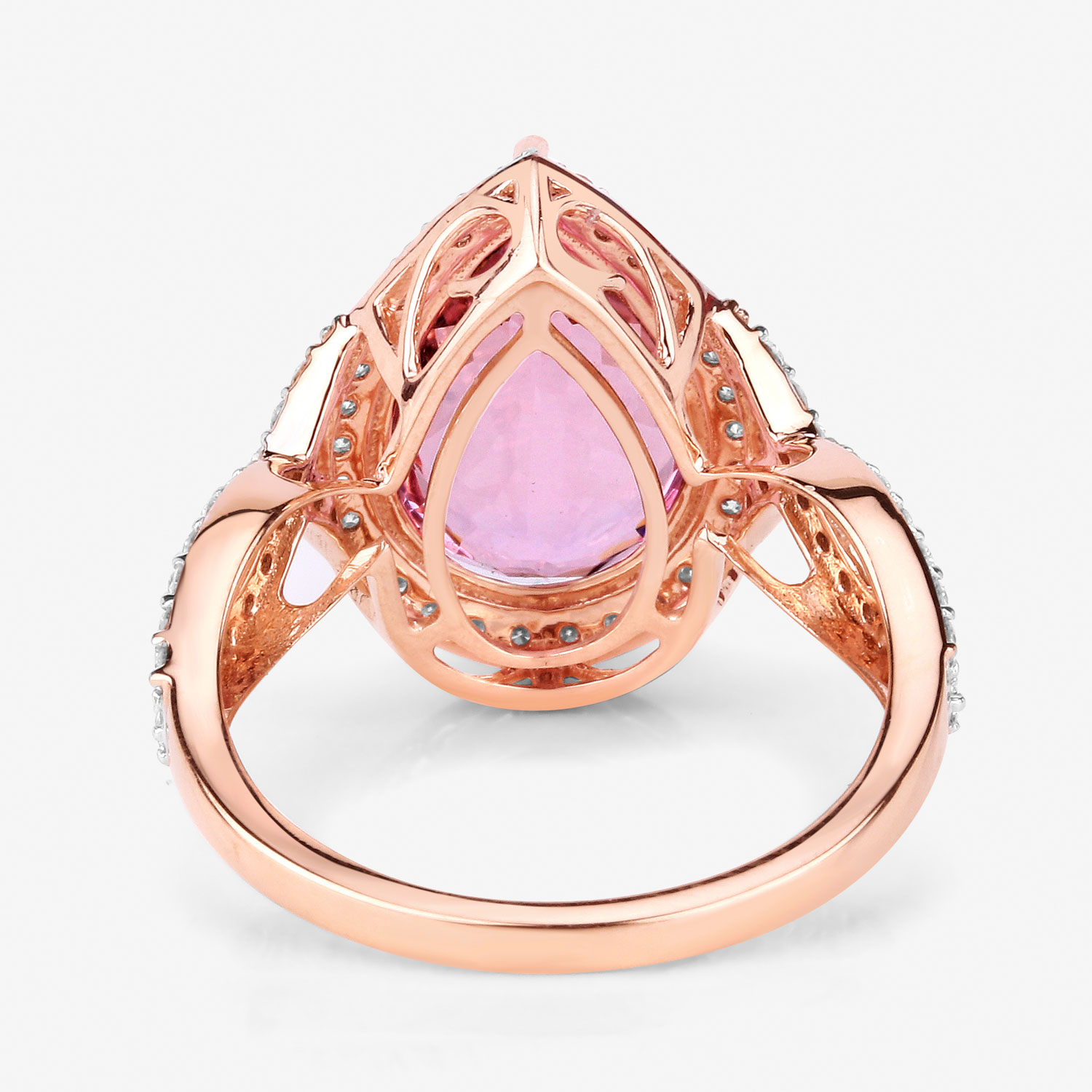 5.34 Carat Genuine Morganite and White Diamond 14K Rose Gold Ring