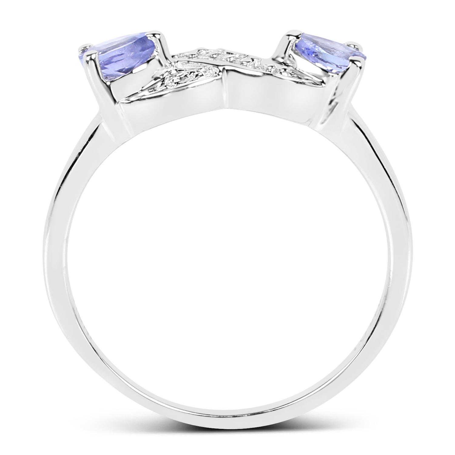 0.29 Carat Genuine Tanzanite and White Diamond .925 Sterling Silver Ring