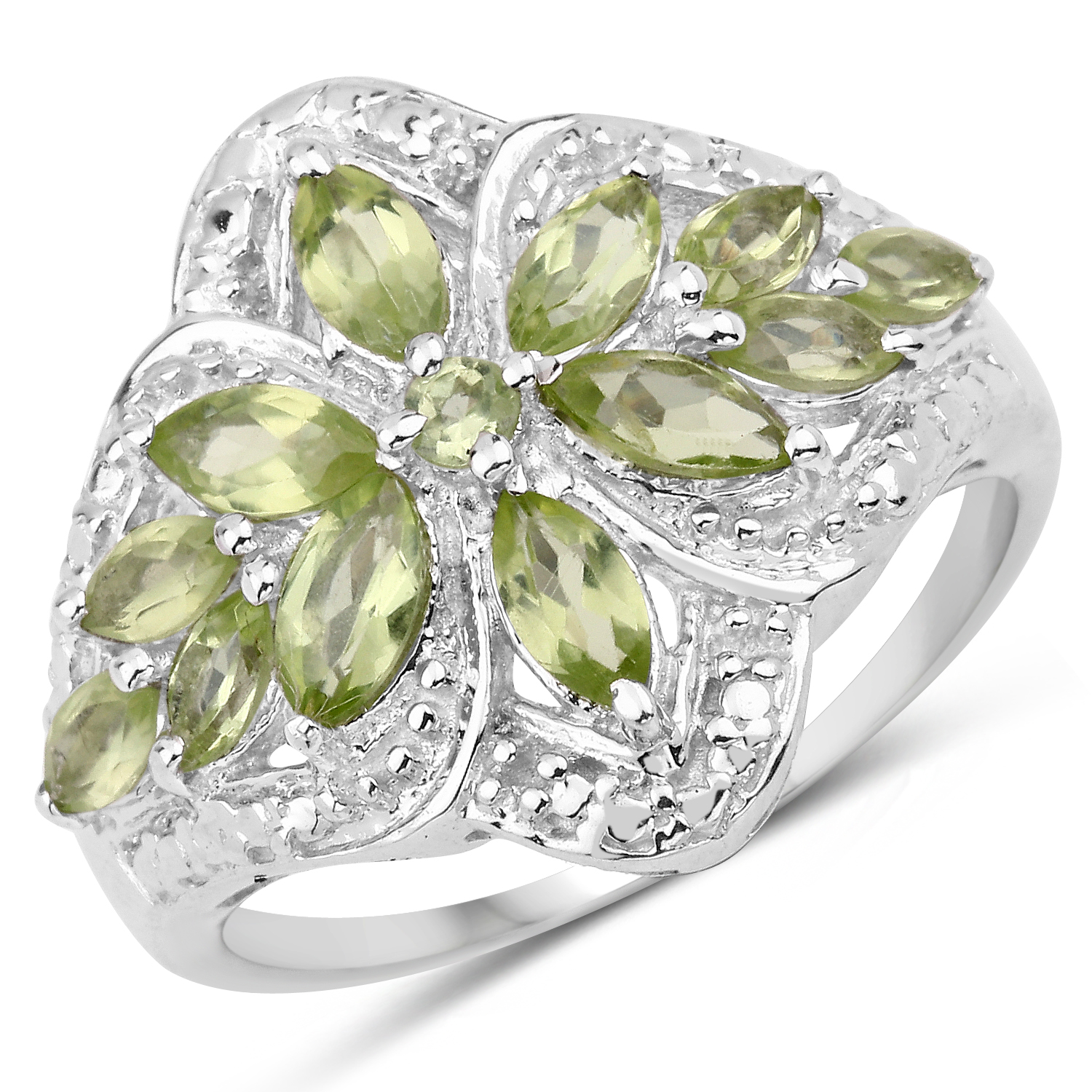 1.38 Carat Genuine Peridot .925 Sterling Silver Ring