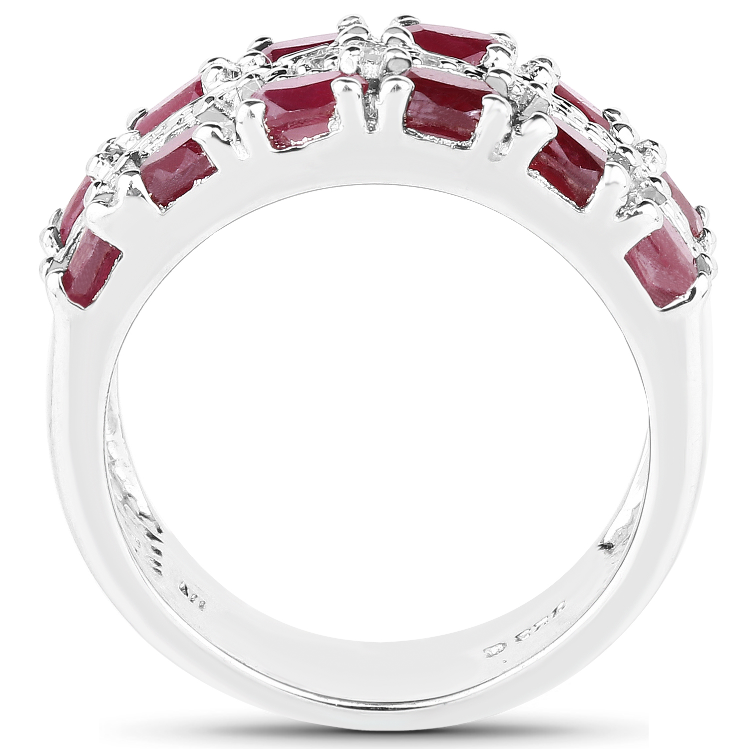 2.90 Carat Genuine Indian Ruby and White Topaz .925 Sterling Silver Ring