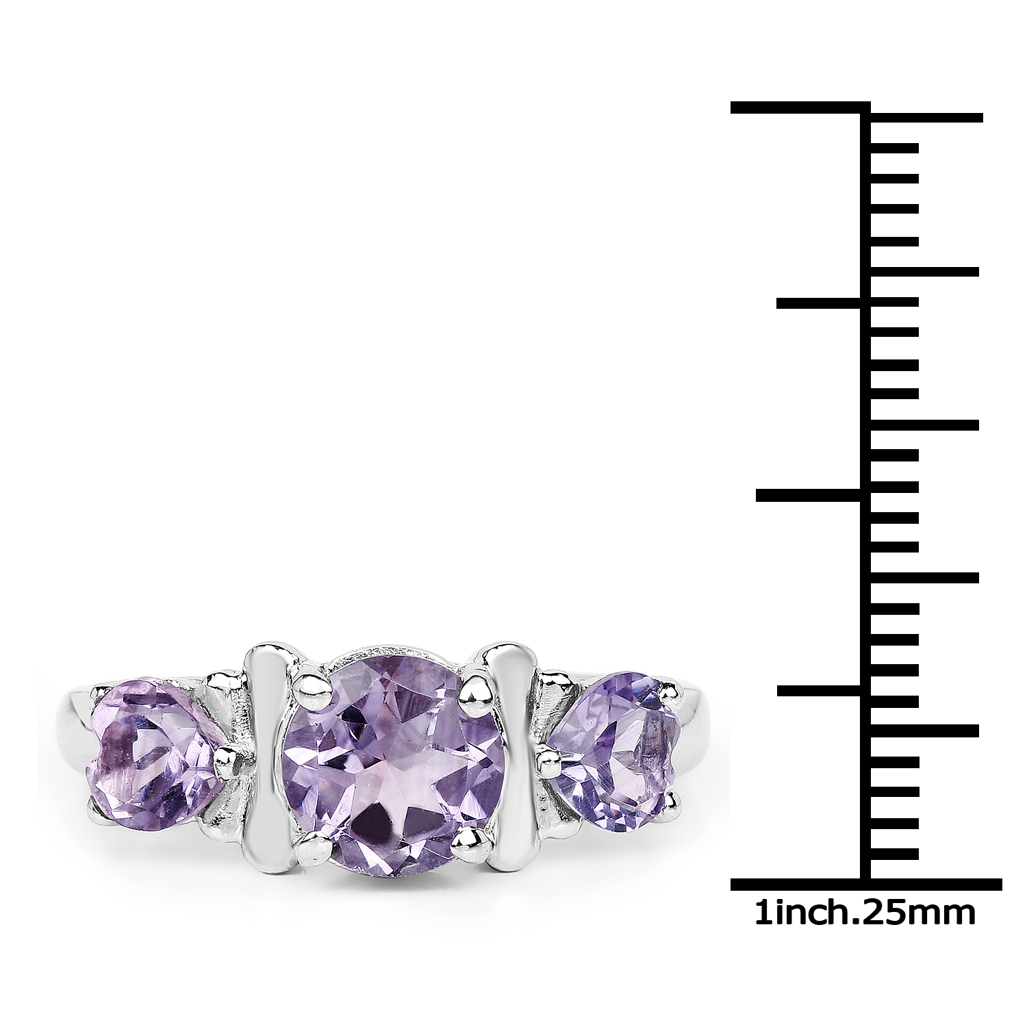 2.05 Carat Genuine Amethyst .925 Sterling Silver Ring