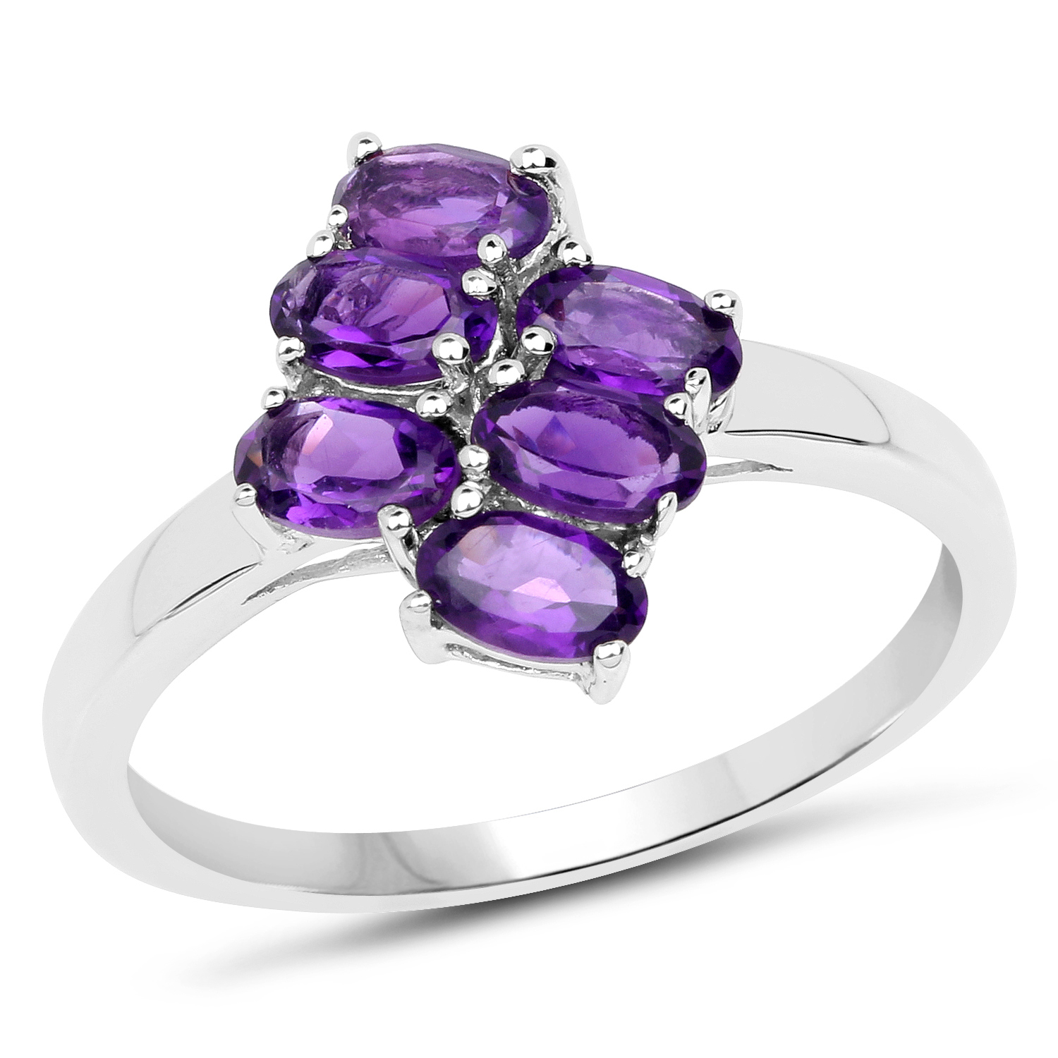 1.26 Carat Genuine Amethyst .925 Sterling Silver Ring