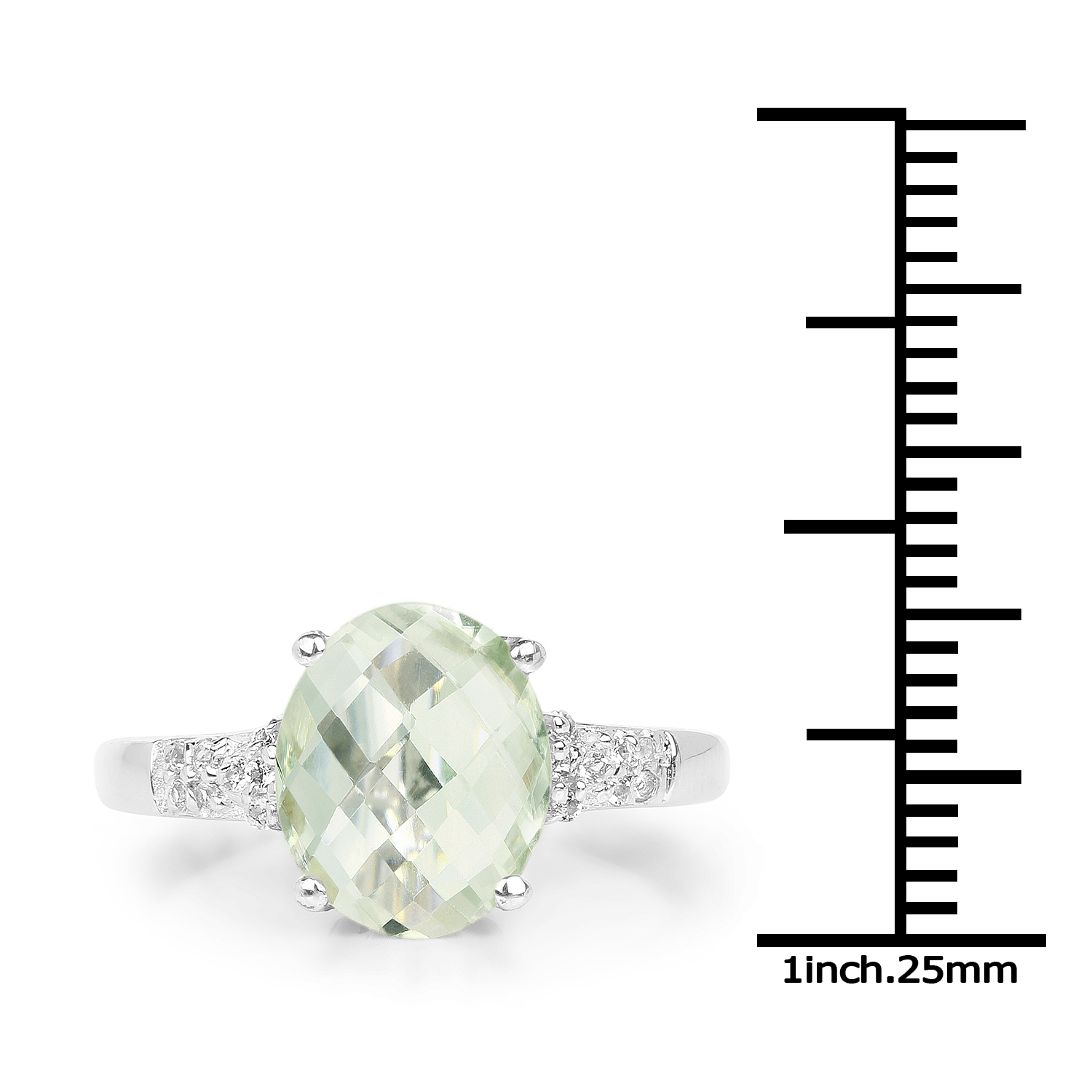 2.61 Carat Genuine Green Amethyst and White Topaz .925 Sterling Silver Ring