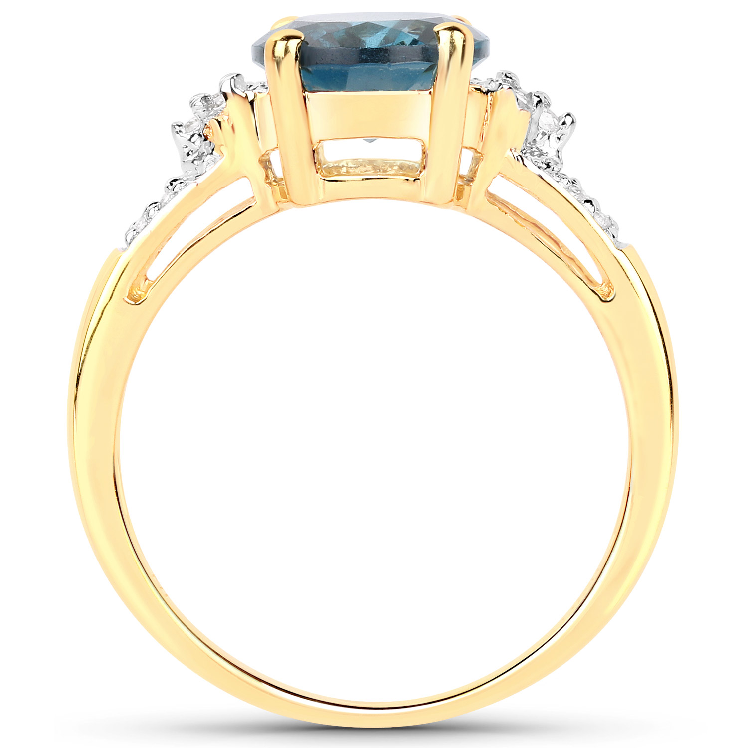 3.15 Carat Genuine London Blue Topaz and White Topaz .925 Sterling Silver Ring