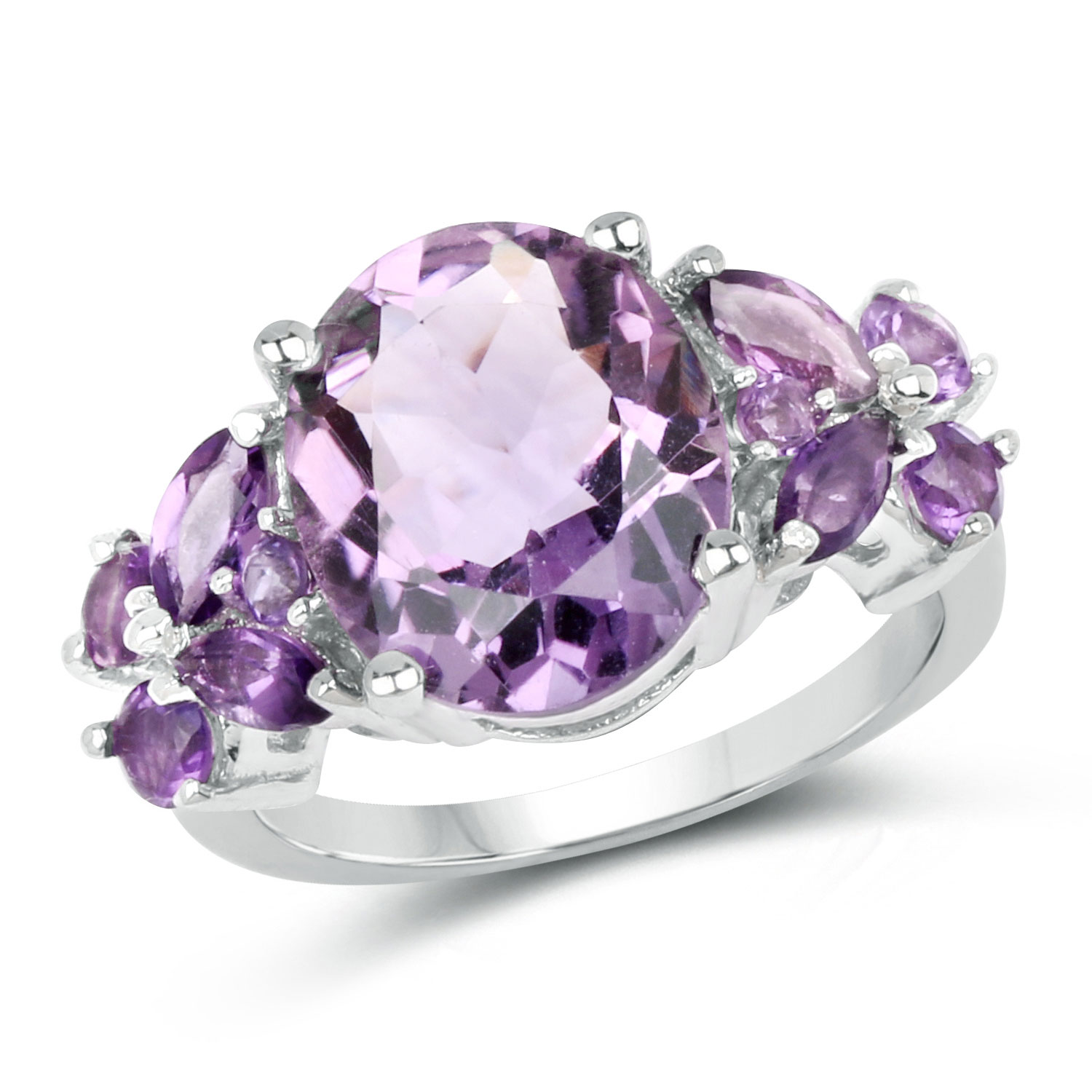 5.35 Carat Genuine Amethyst .925 Sterling Silver Ring