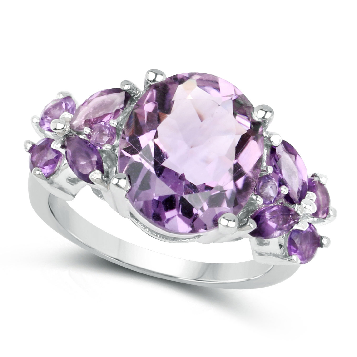 5.35 Carat Genuine Amethyst .925 Sterling Silver Ring