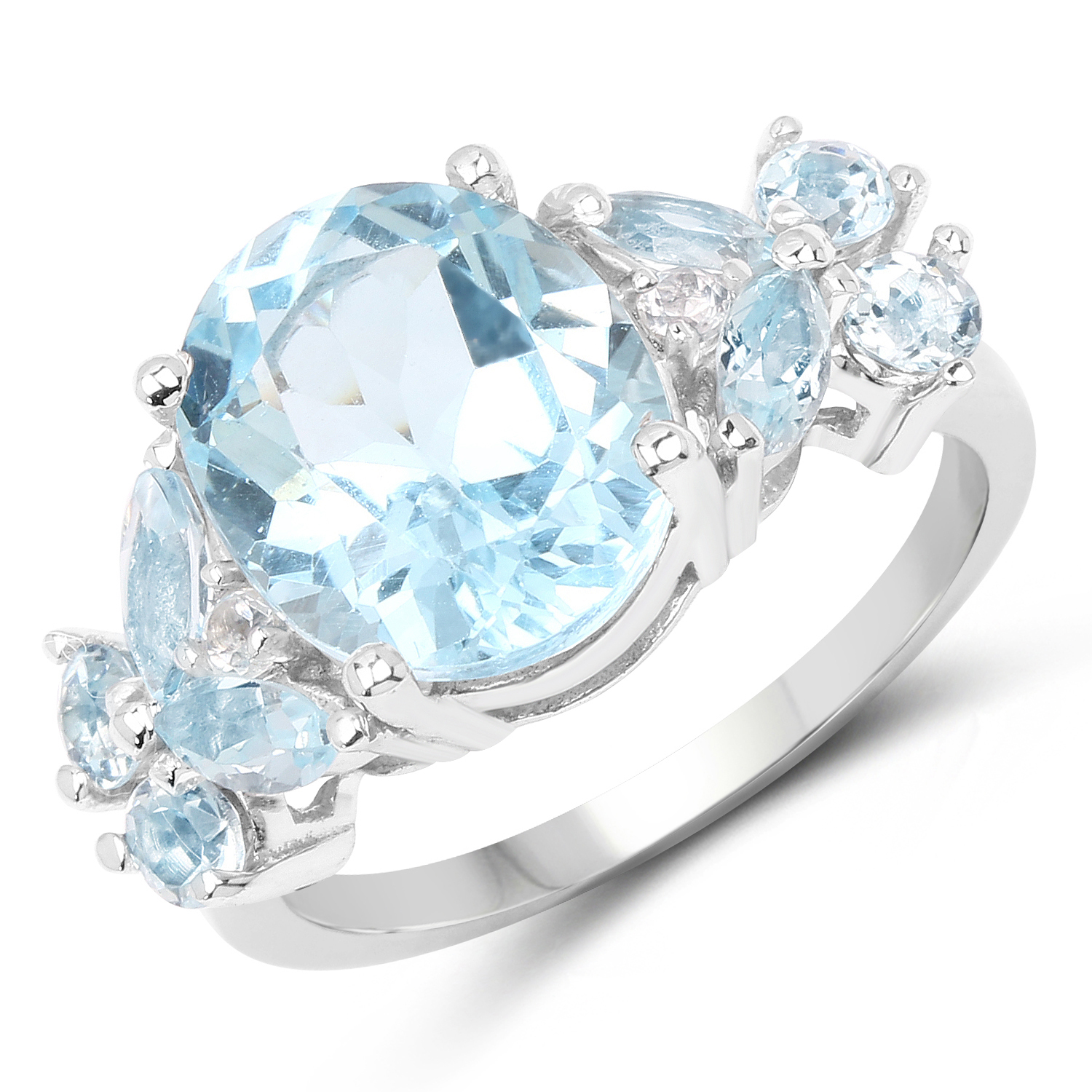 6.50 Carat Genuine Blue Topaz .925 Sterling Silver Ring