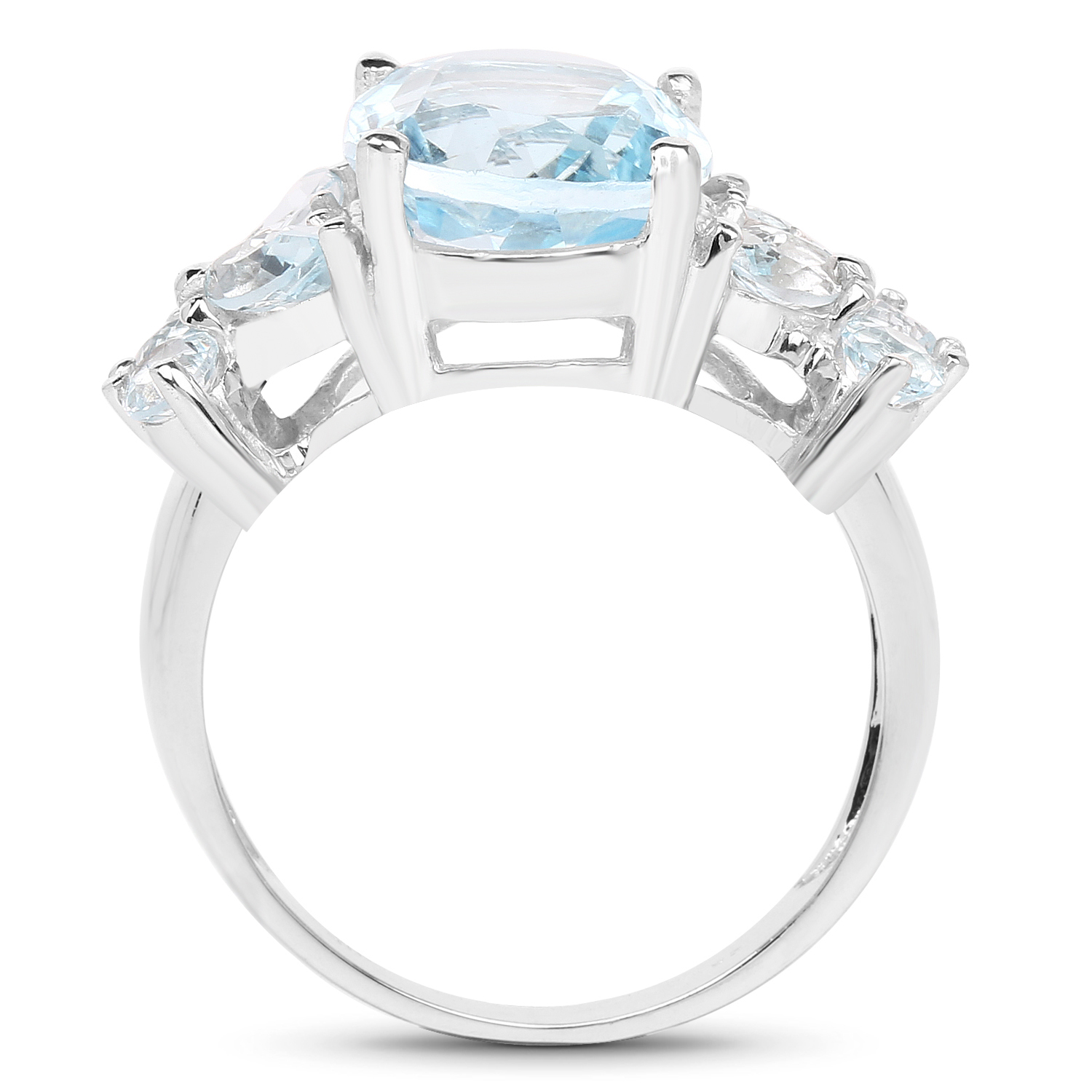 6.50 Carat Genuine Blue Topaz .925 Sterling Silver Ring