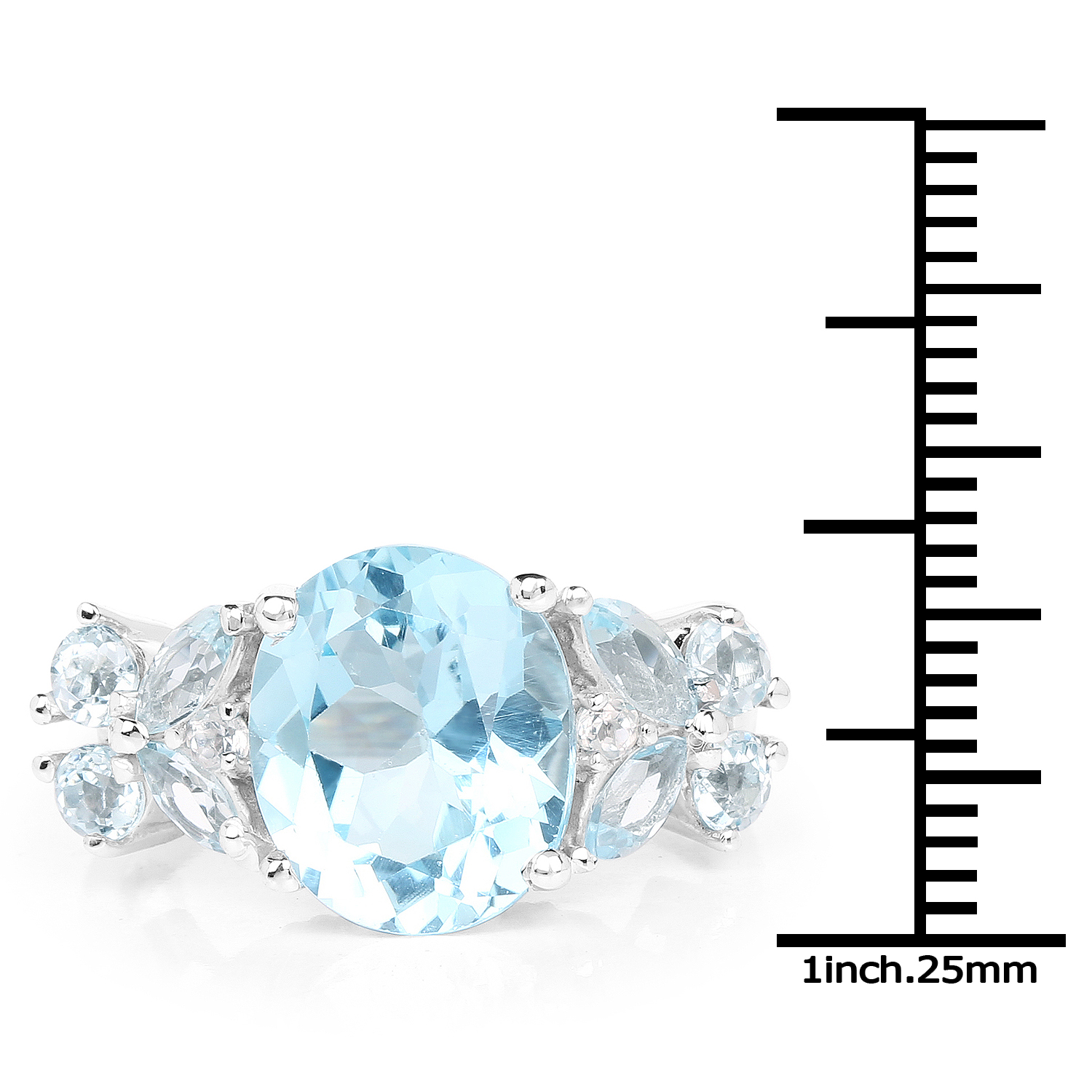 6.50 Carat Genuine Blue Topaz .925 Sterling Silver Ring