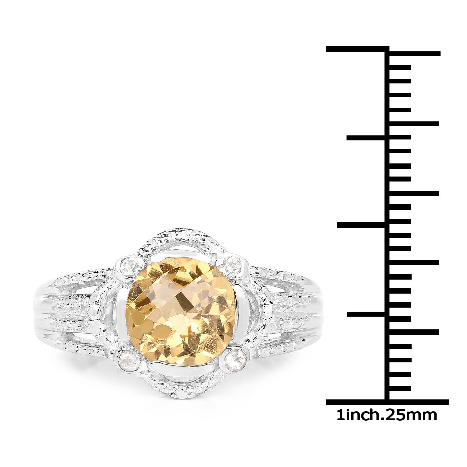 1.84 Carat Genuine Citrine and White Topaz .925 Sterling Silver Ring