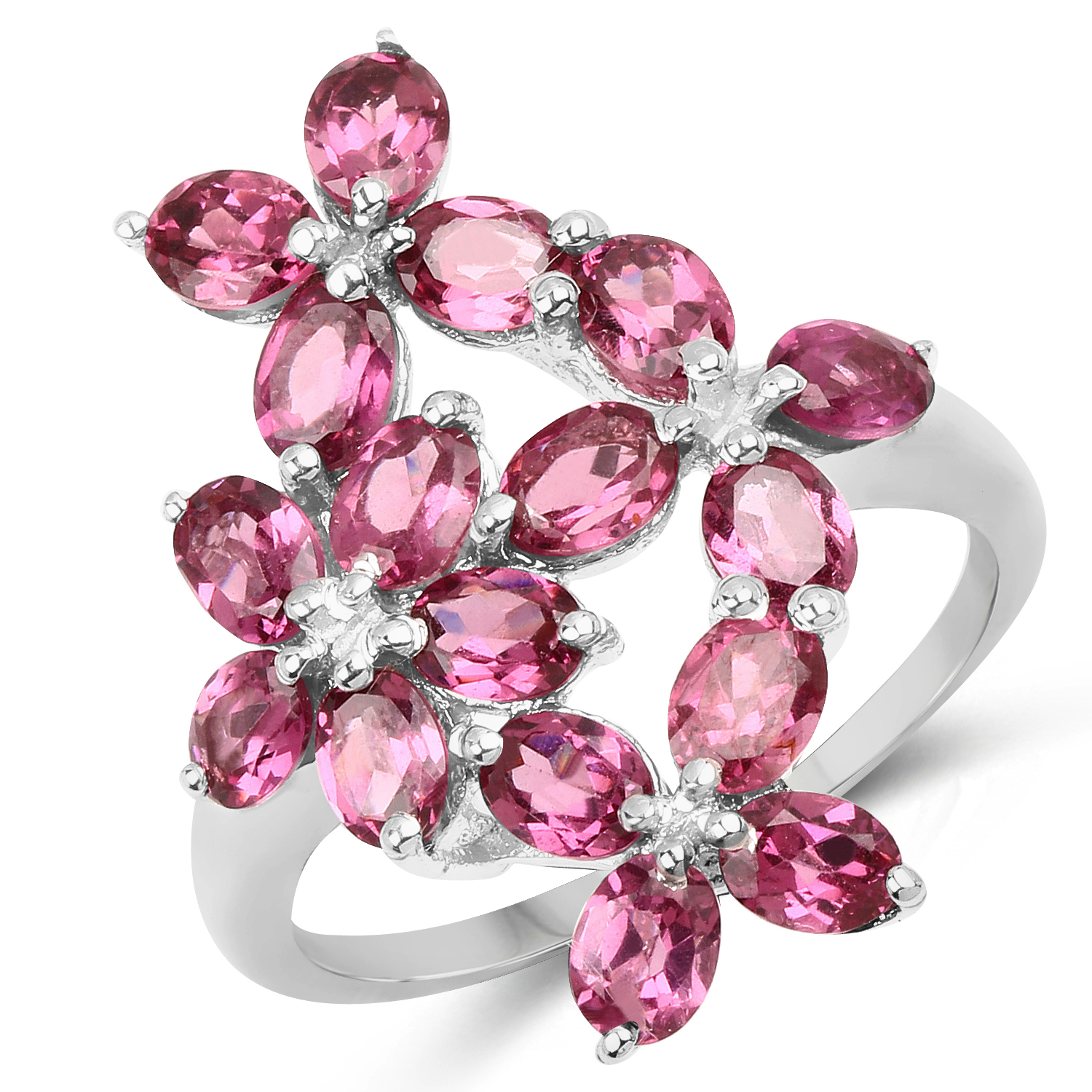 3.57 Carat Genuine Rhodolite .925 Sterling Silver Ring