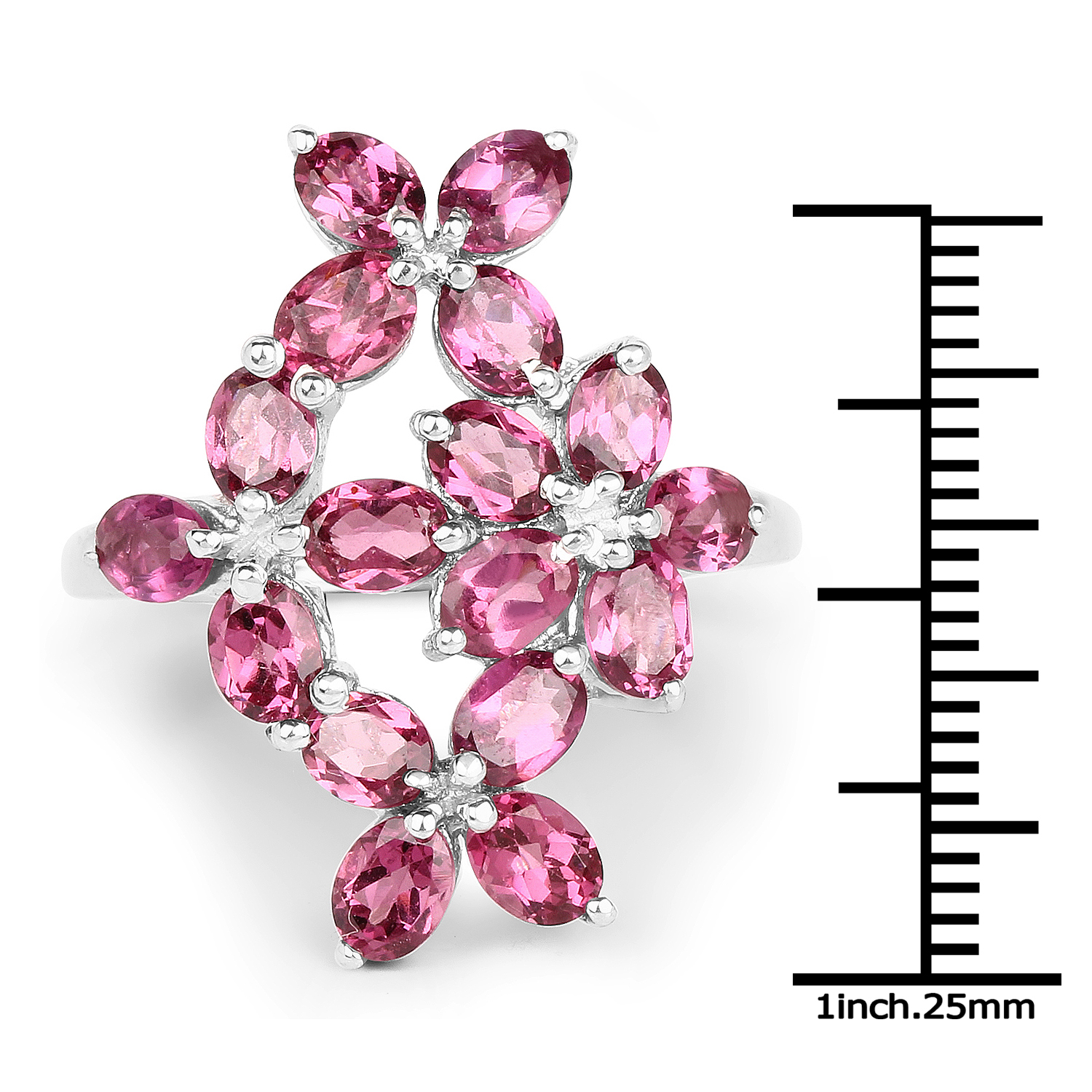 3.57 Carat Genuine Rhodolite .925 Sterling Silver Ring