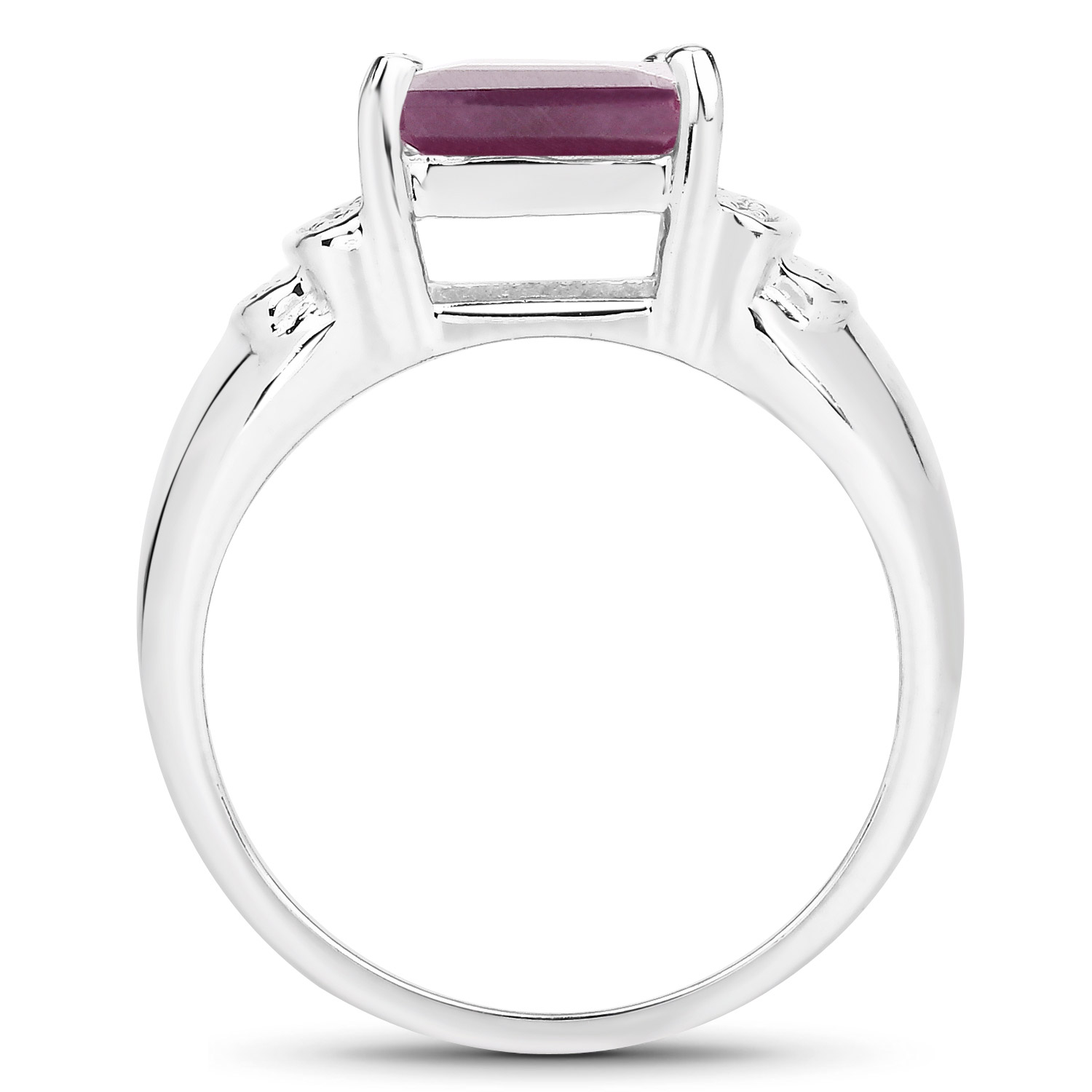 4.76 Carat Genuine Ruby and White Diamond .925 Sterling Silver Ring