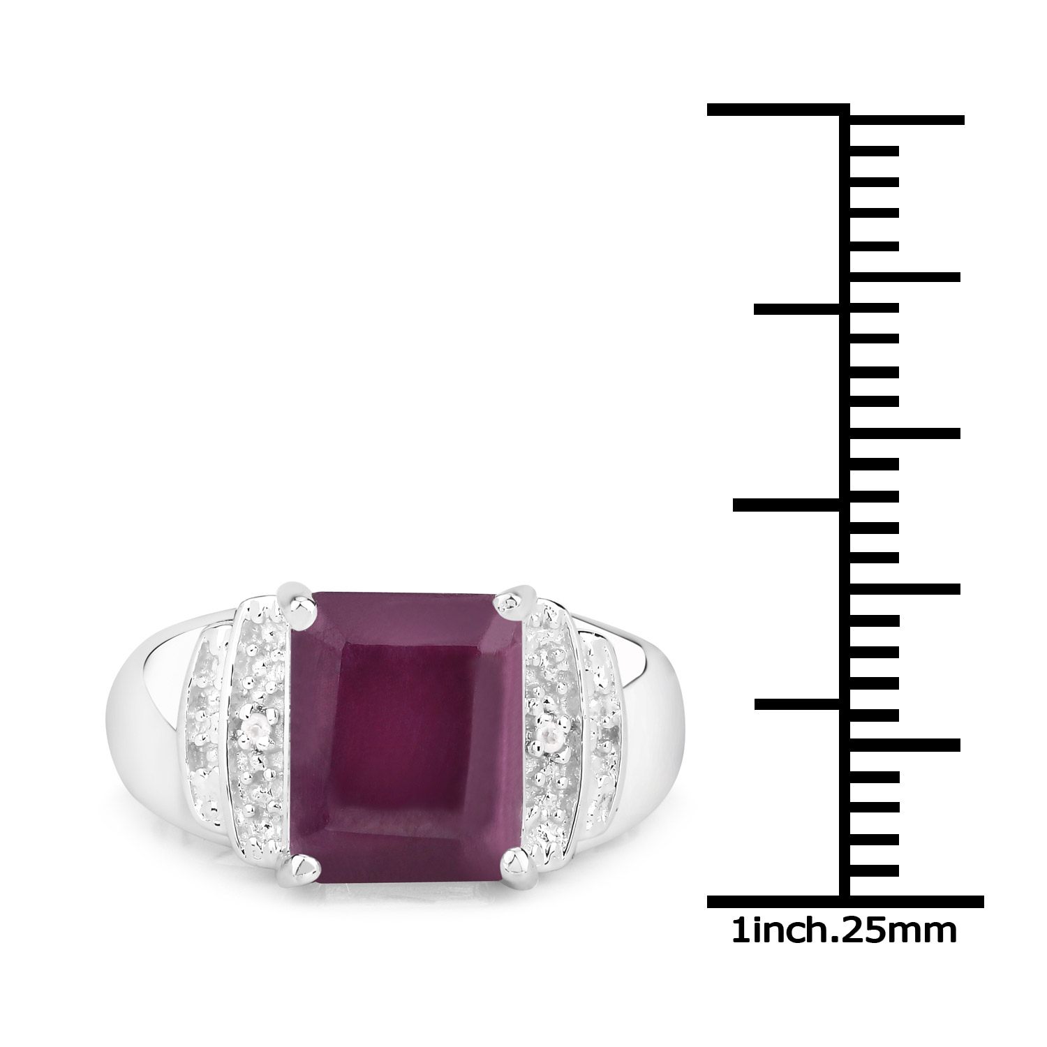 4.76 Carat Genuine Ruby and White Diamond .925 Sterling Silver Ring
