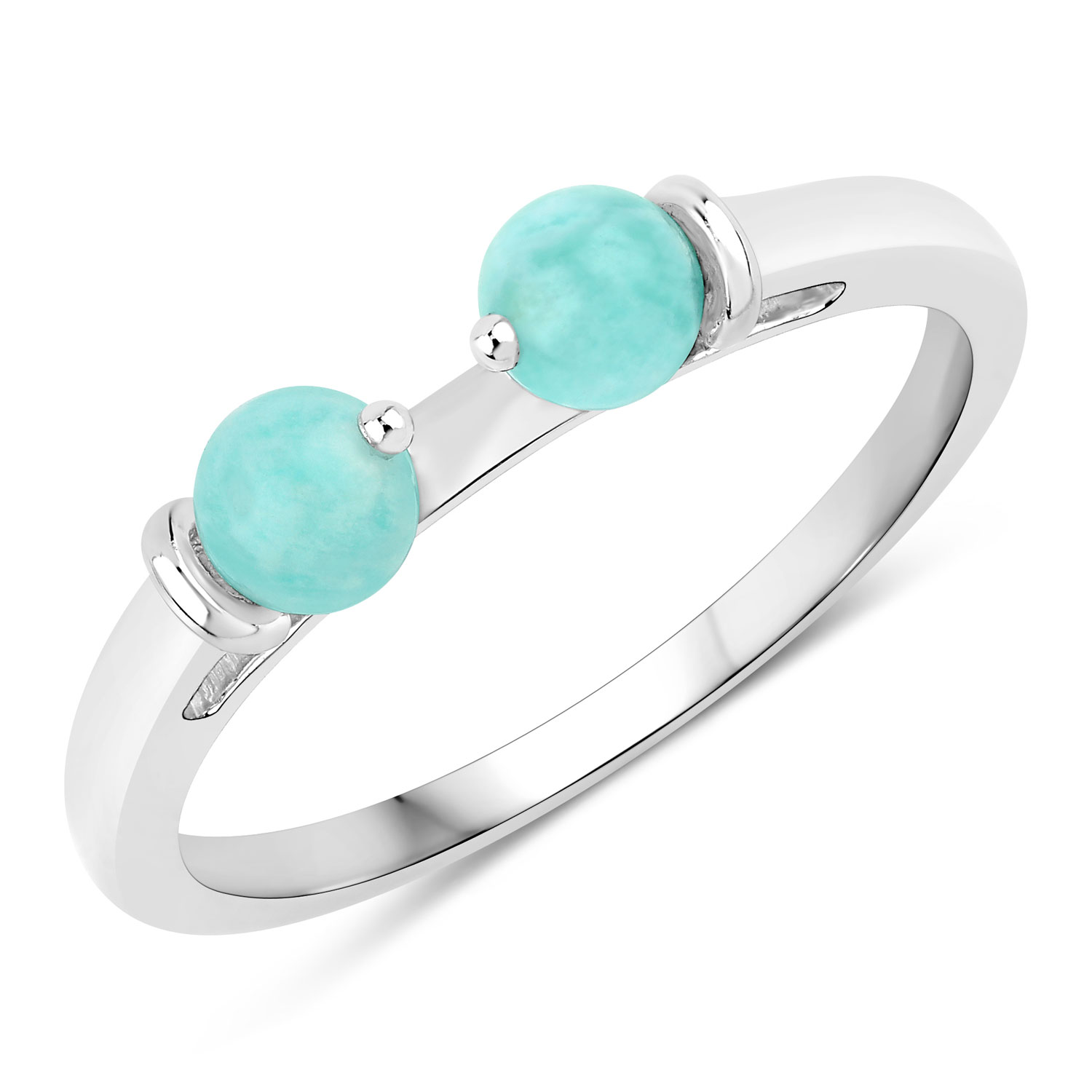 1.00 Carat Genuine Amazonite .925 Sterling Silver Fidget Ring