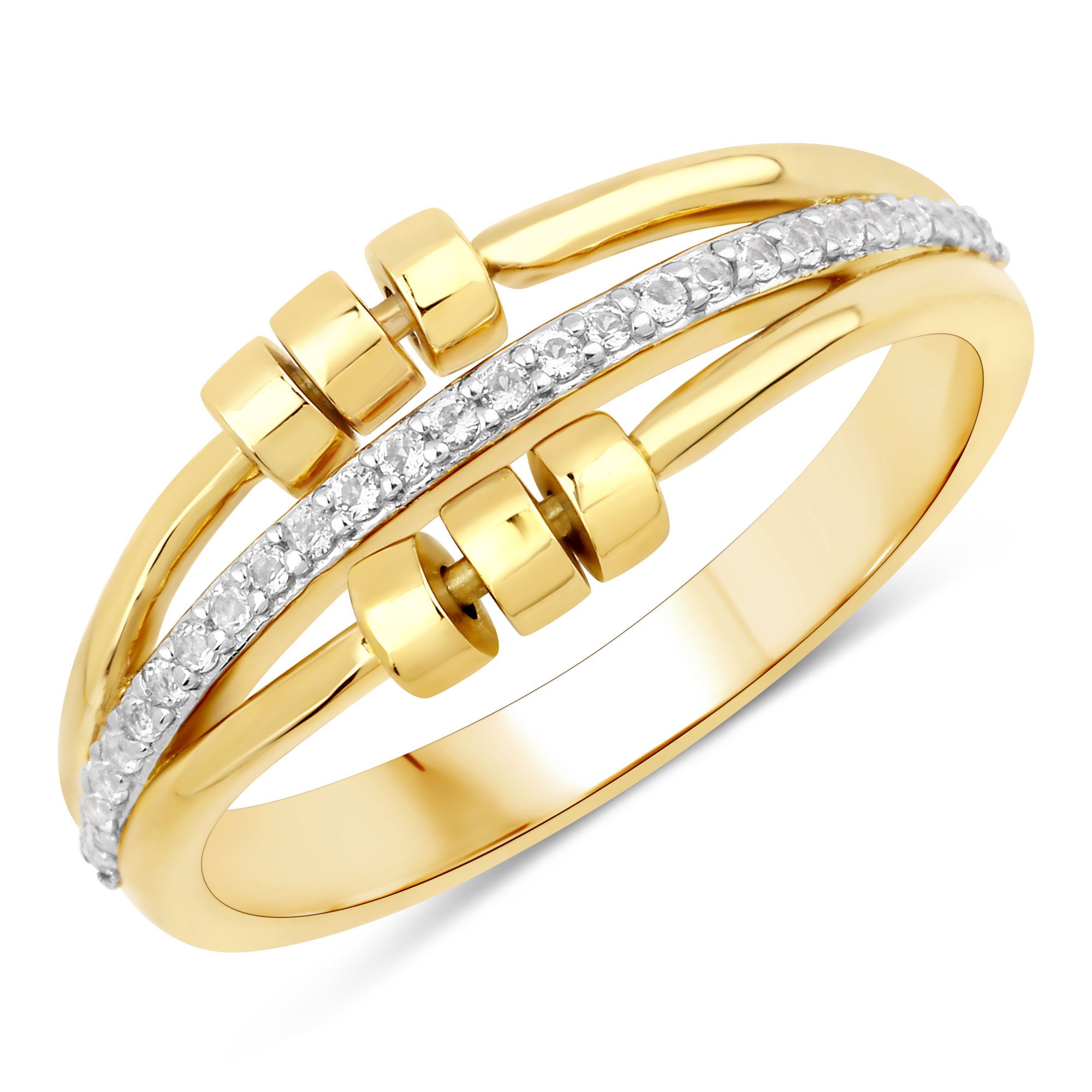 0.14 Carat Genuine White Topaz .925 Sterling Silver Ring