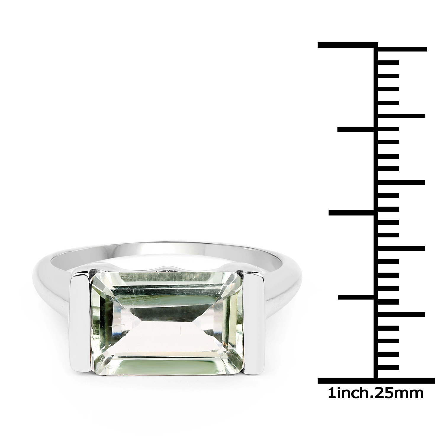 4.30 Carat Genuine Green Amethyst .925 Sterling Silver Ring