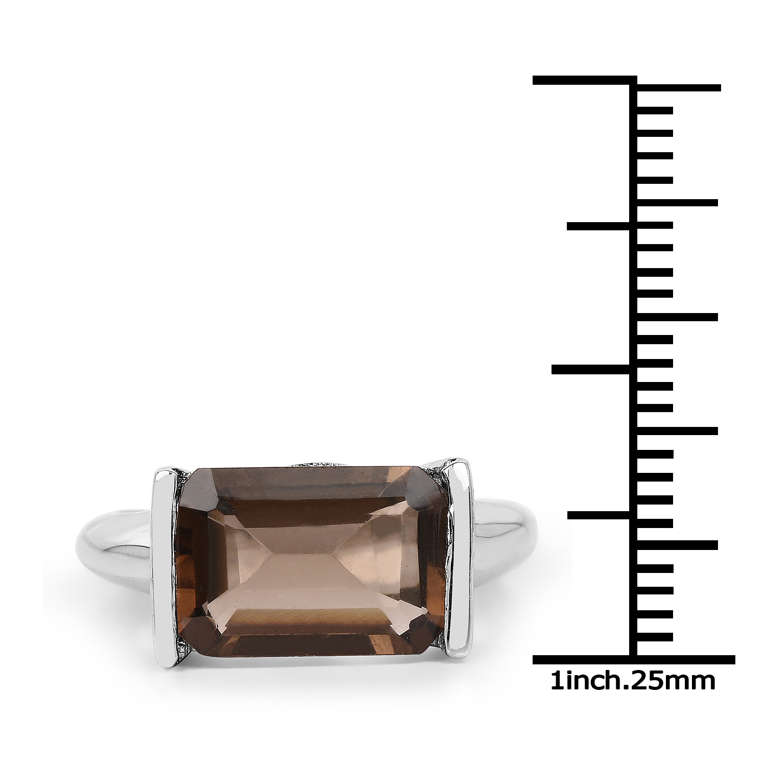 3.18 Carat Genuine Smoky Quartz .925 Sterling Silver Ring