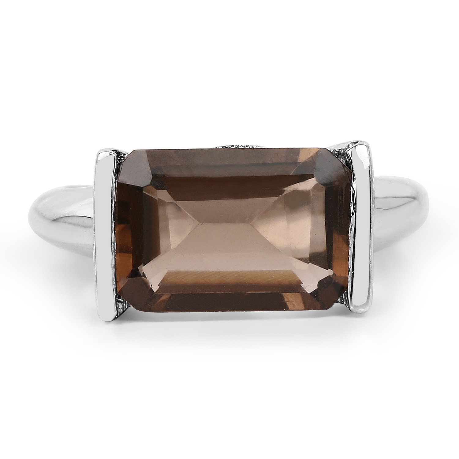 3.18 Carat Genuine Smoky Quartz .925 Sterling Silver Ring
