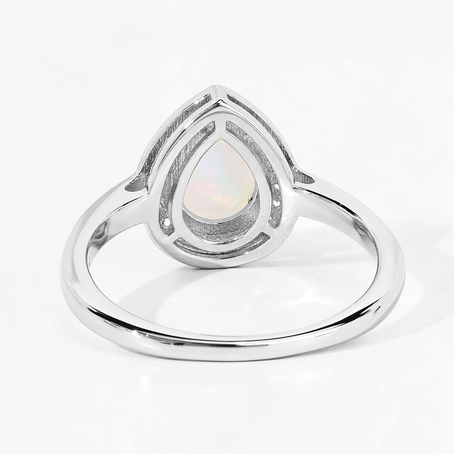 0.82 Carat Genuine Ethiopian Opal and Created White Sapphire .925 Sterling Silver Ring
