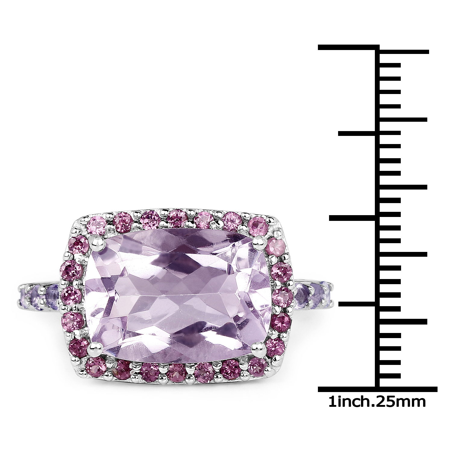 7.76 Carat Genuine Pink Amethyst and Rhodolite .925 Sterling Silver Ring