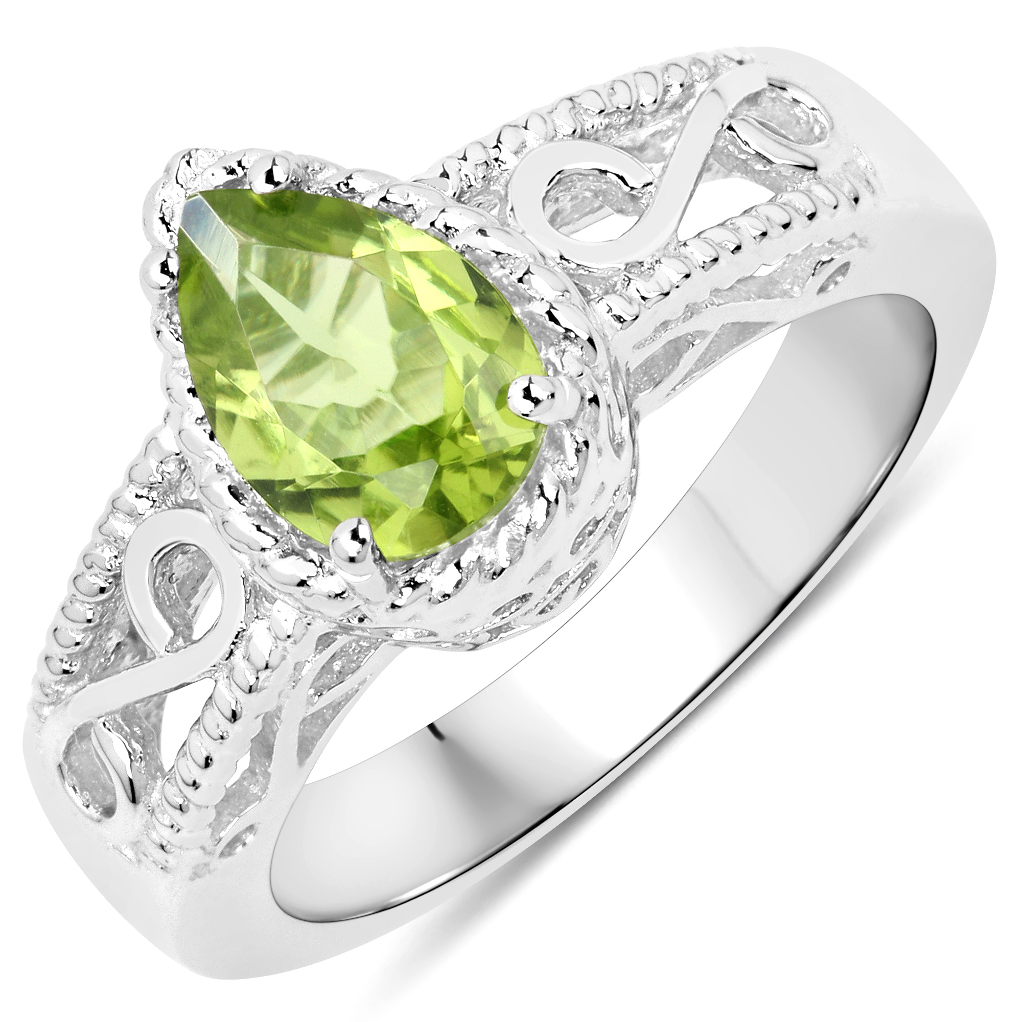 1.10 Carat Genuine Peridot .925 Sterling Silver Ring