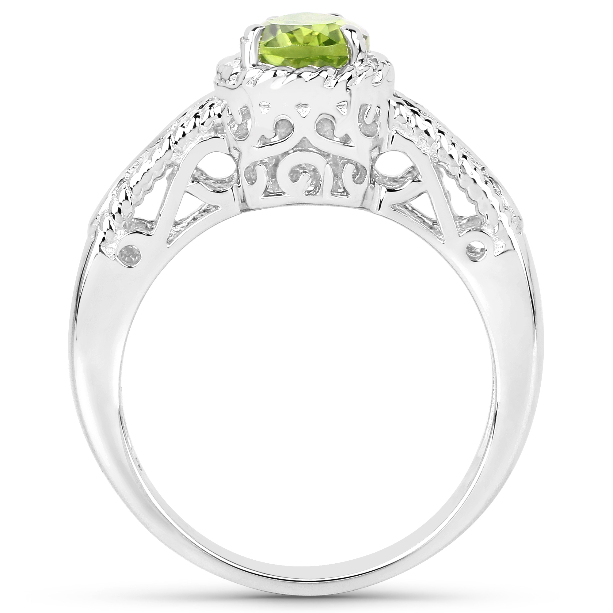 1.10 Carat Genuine Peridot .925 Sterling Silver Ring