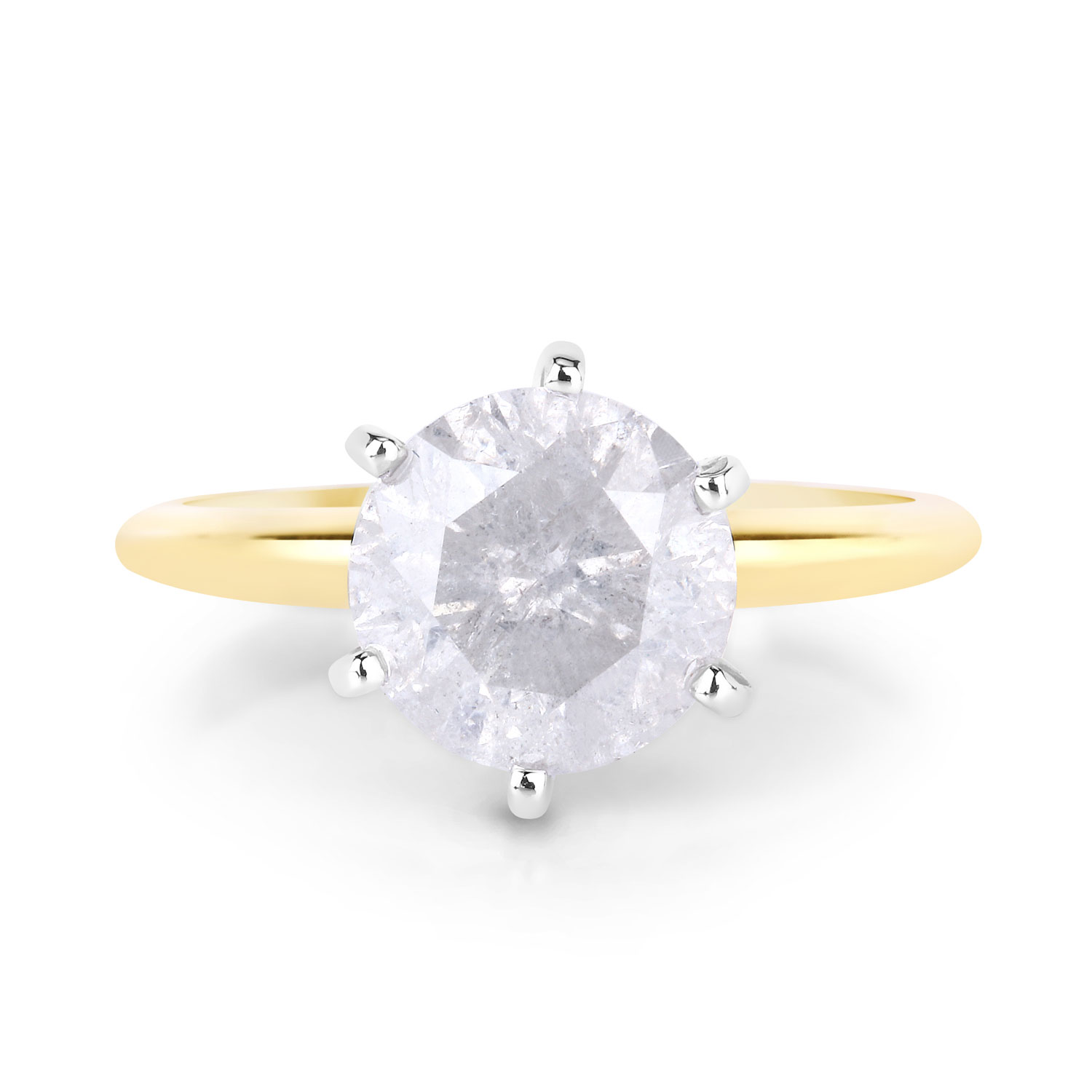 2.59 Carat Genuine White Diamond 14K Yellow & White Gold Ring