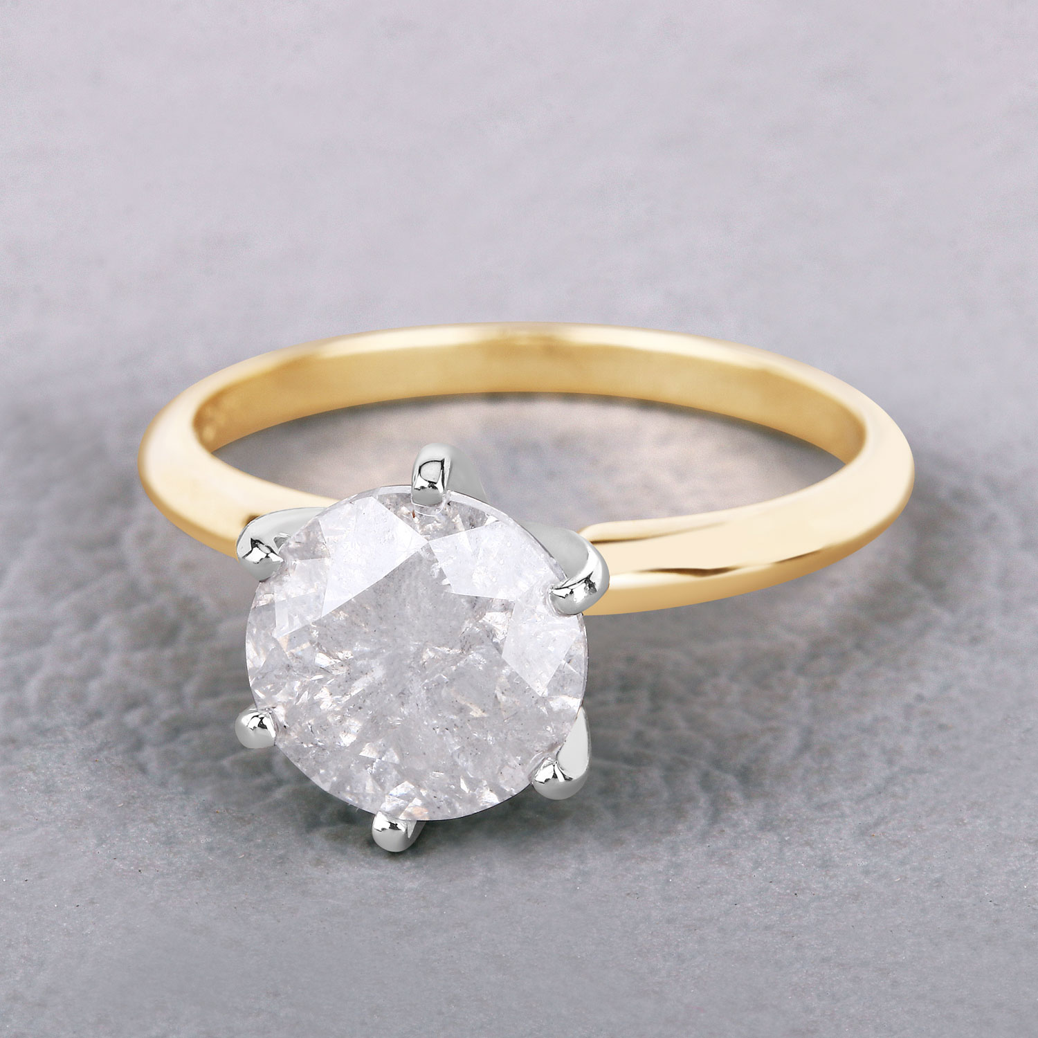 2.59 Carat Genuine White Diamond 14K Yellow & White Gold Ring