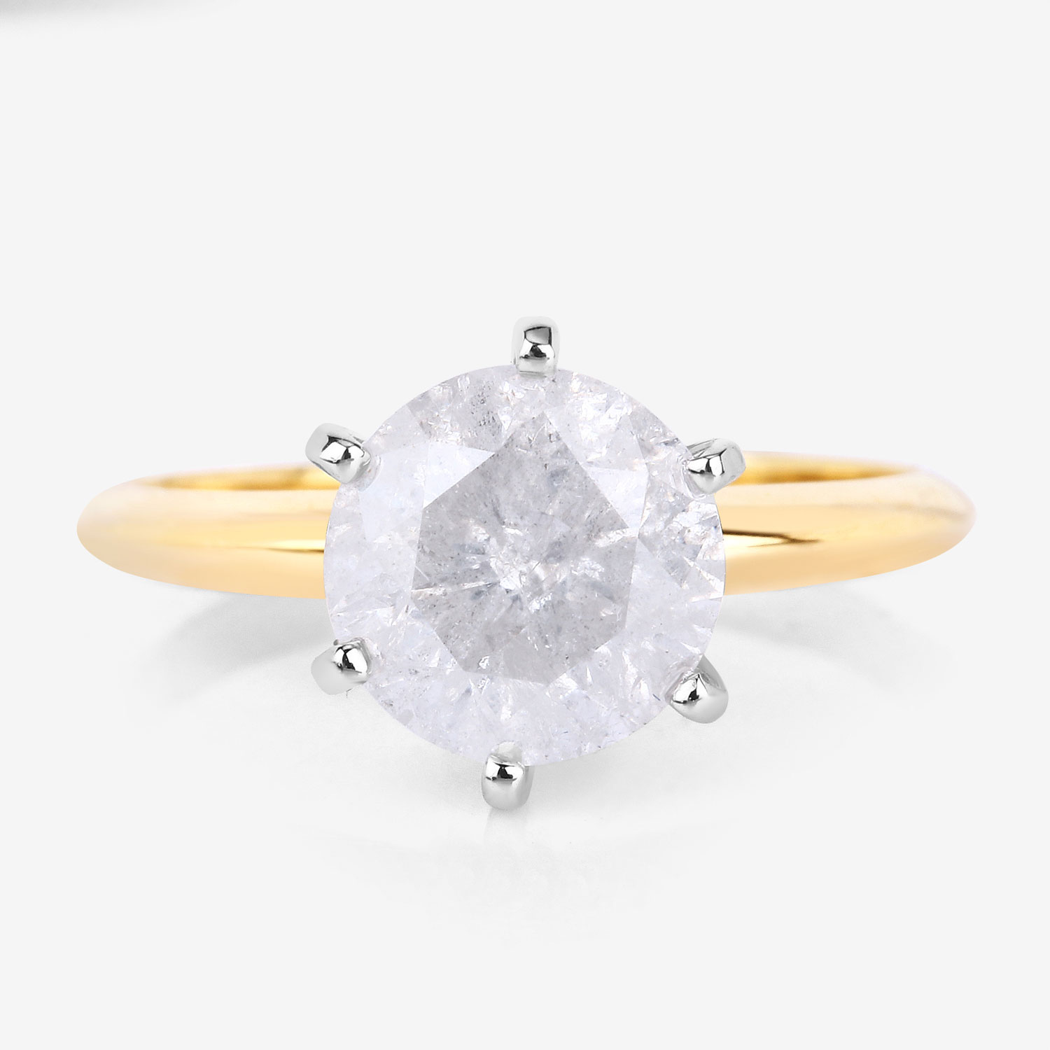 2.59 Carat Genuine White Diamond 14K Yellow & White Gold Ring