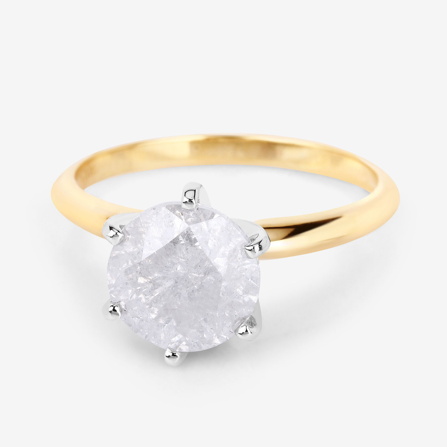 2.59 Carat Genuine White Diamond 14K Yellow & White Gold Ring