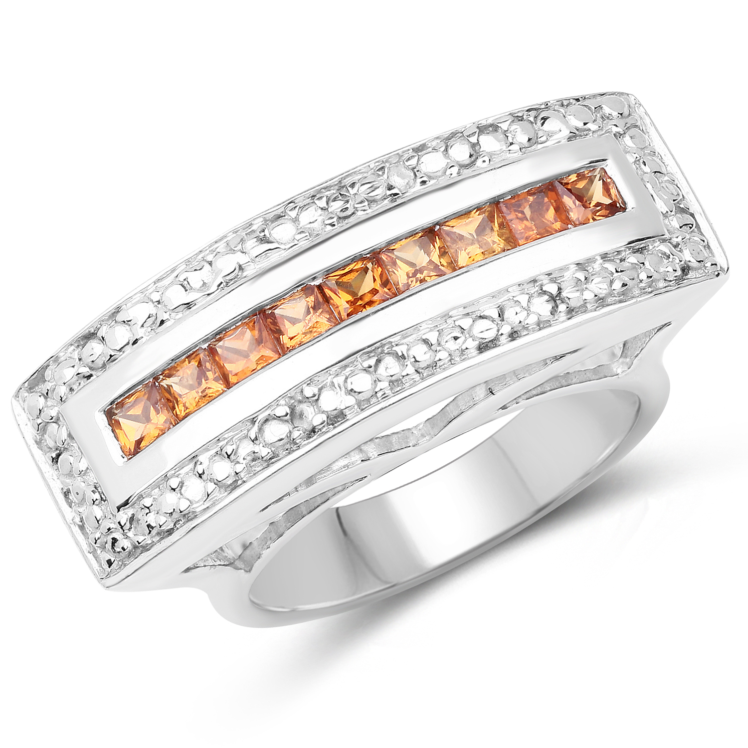 1.08 Carat Genuine Orange Sapphire .925 Sterling Silver Ring