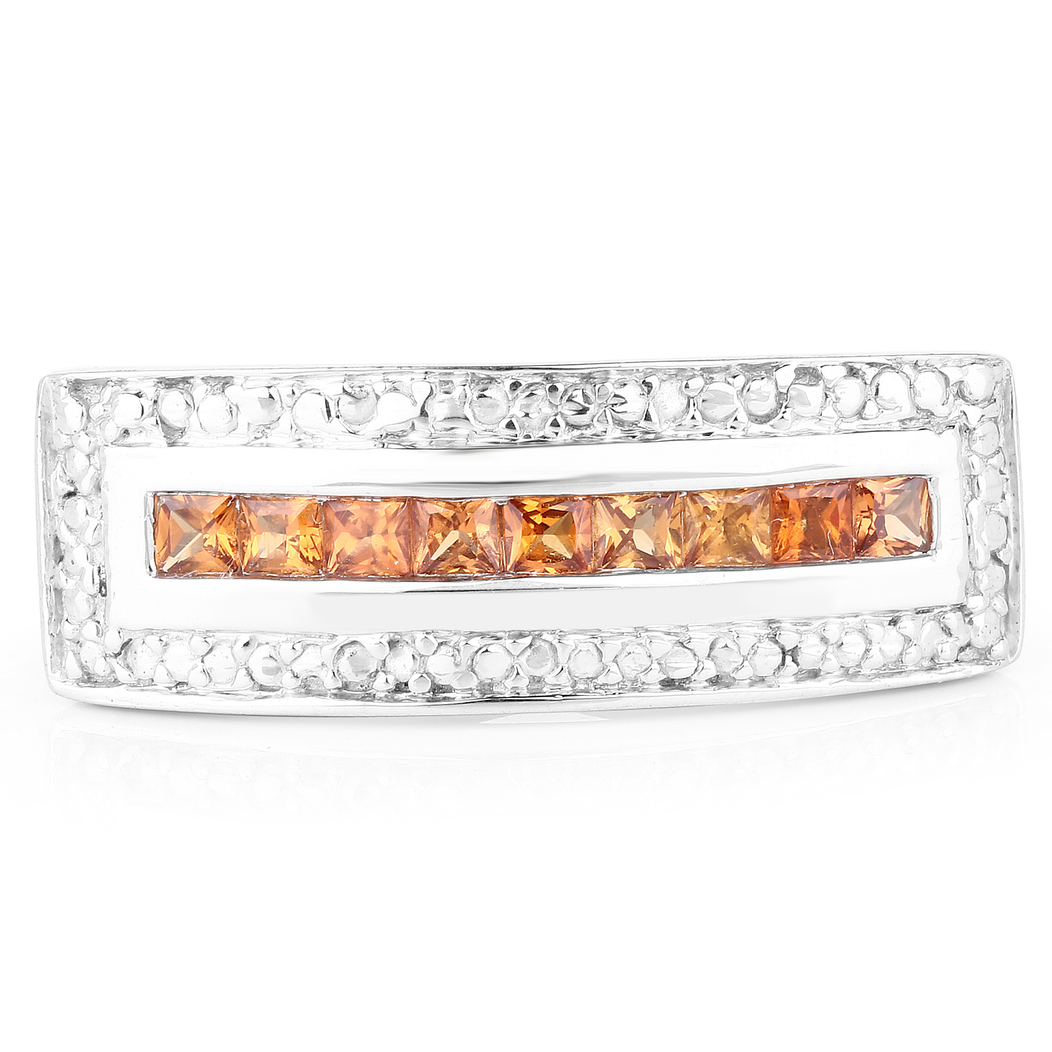 1.08 Carat Genuine Orange Sapphire .925 Sterling Silver Ring