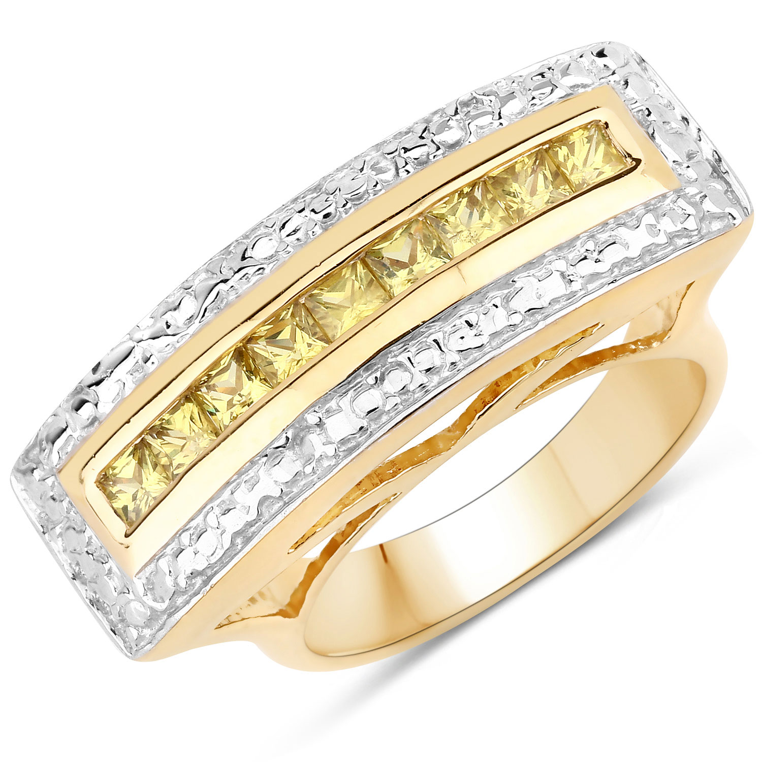 1.08 Carat Genuine Yellow Sapphire .925 Sterling Silver Ring