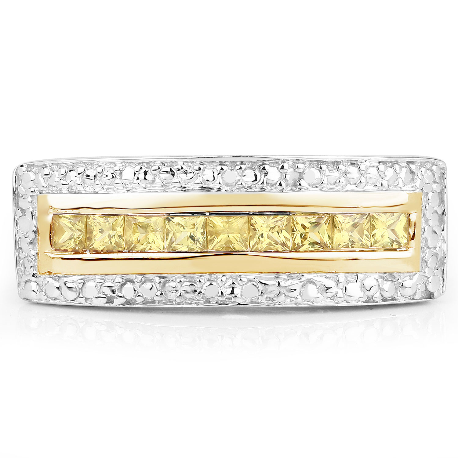 1.08 Carat Genuine Yellow Sapphire .925 Sterling Silver Ring