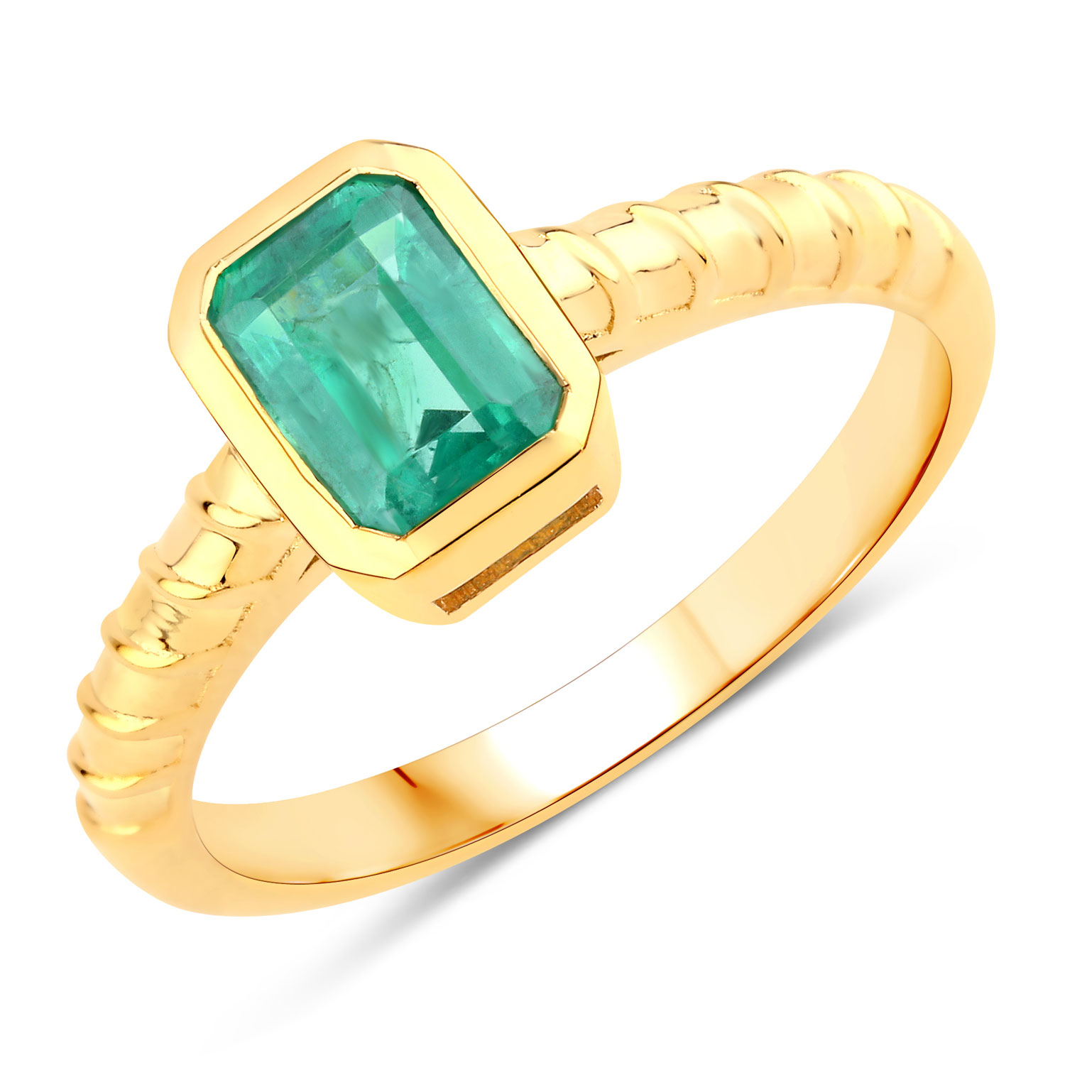 1.11 Carat Created Emerald .925 Sterling Silver Ring