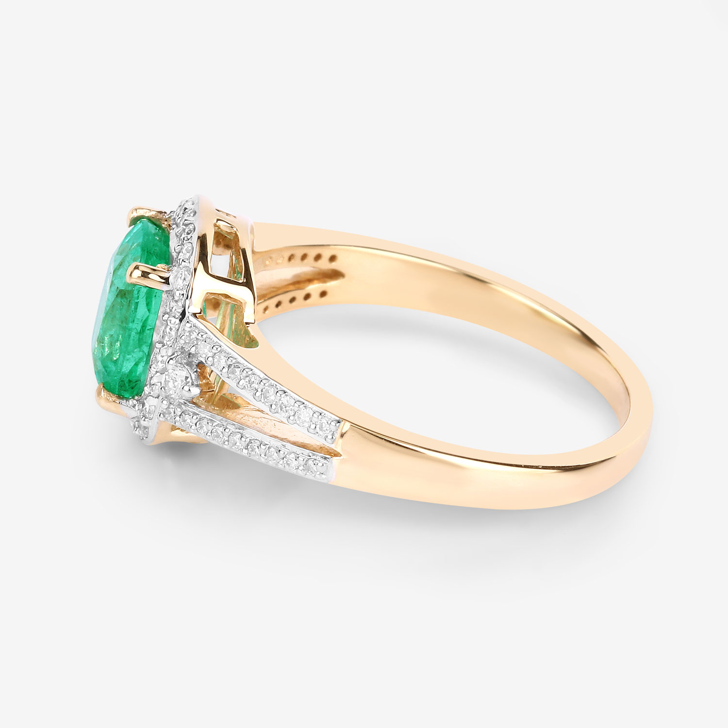 1.65 Carat Genuine Ethiopian Emerald and White Diamond 14K Yellow Gold Ring