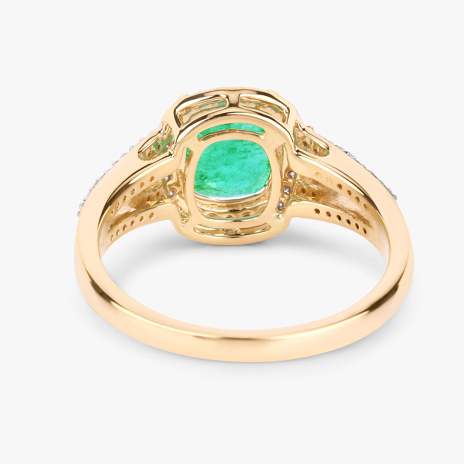 1.65 Carat Genuine Ethiopian Emerald and White Diamond 14K Yellow Gold Ring