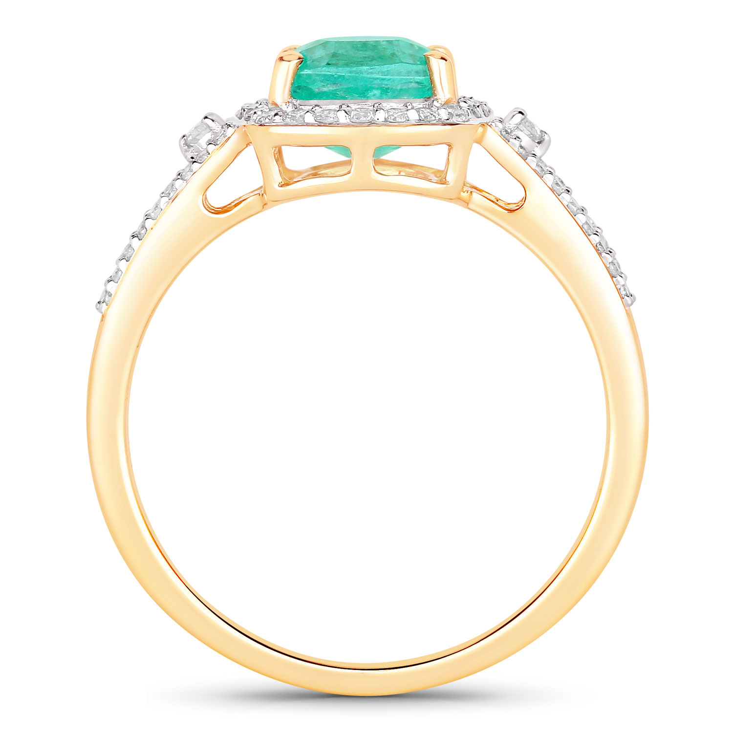 1.65 Carat Genuine Ethiopian Emerald and White Diamond 14K Yellow Gold Ring