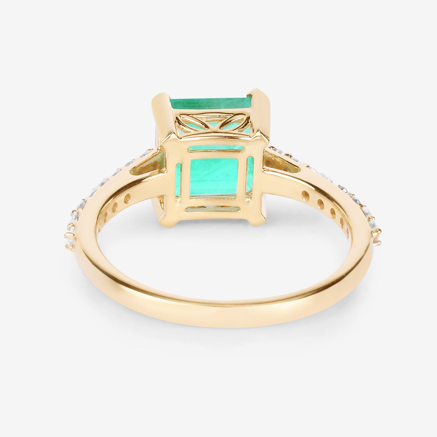 2.34 Carat Genuine Ethiopian Emerald and White Diamond 14K Yellow Gold Ring